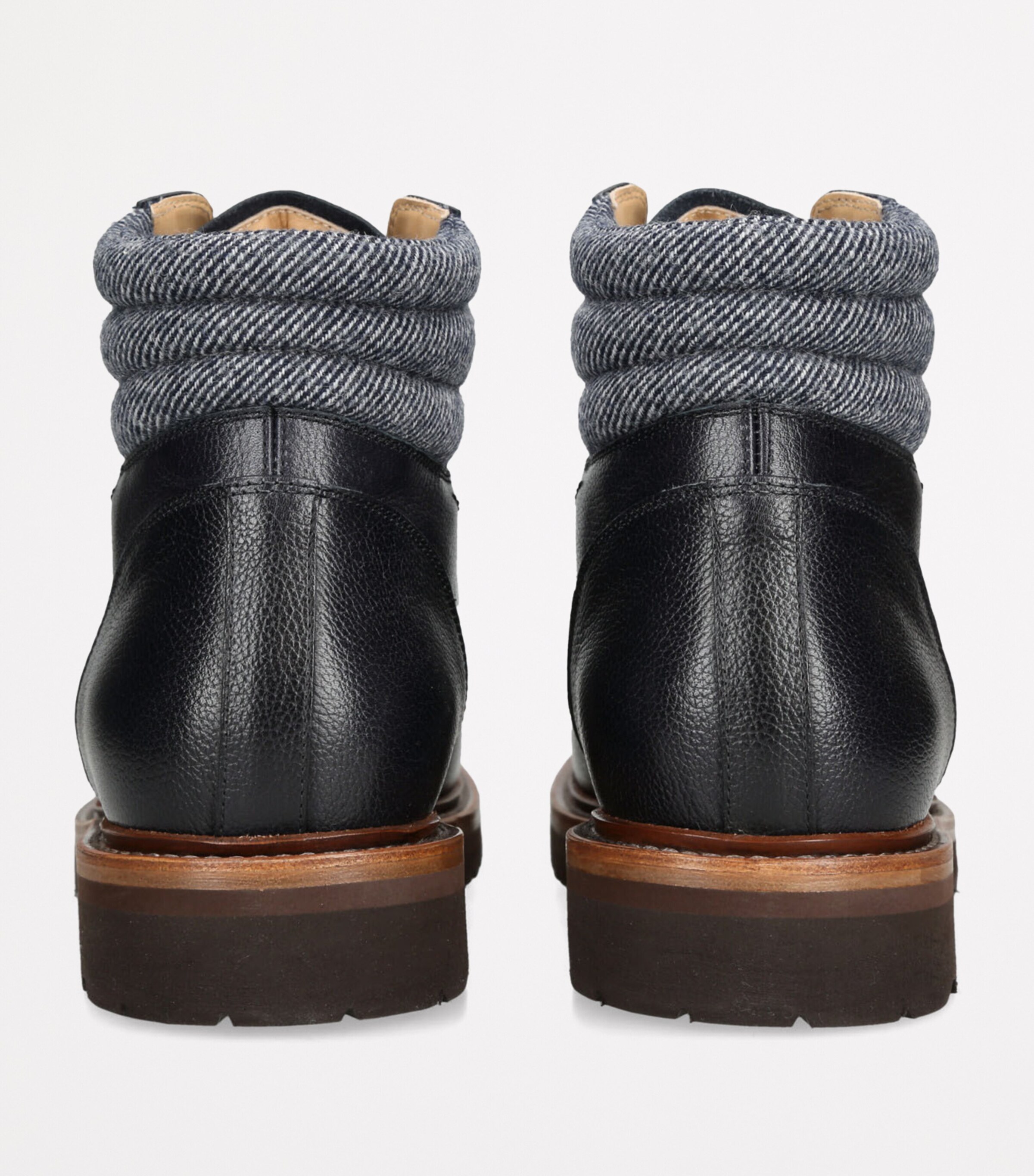 Leather Wool-Trim Mountain Boots NAVY Image 2
