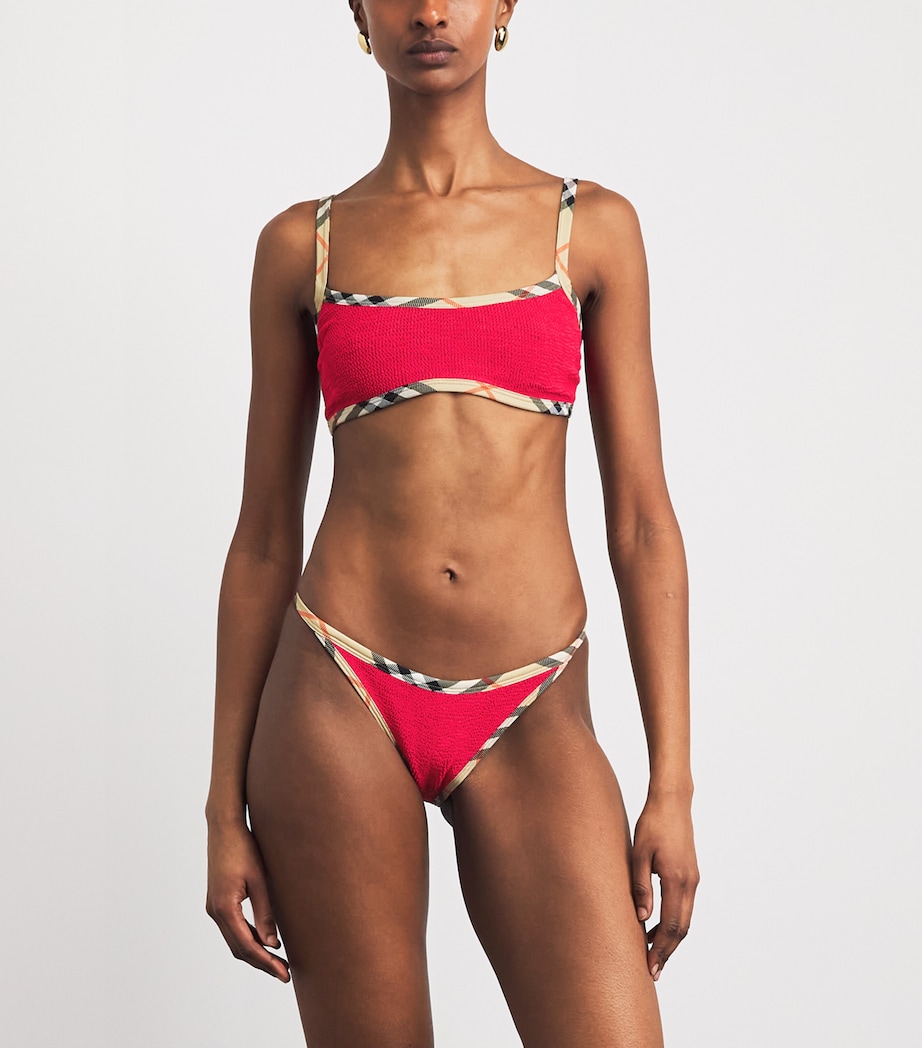 Burberry x Hunza G Womens x Burberry Check-Trim Tyler Bikini Red Image 2