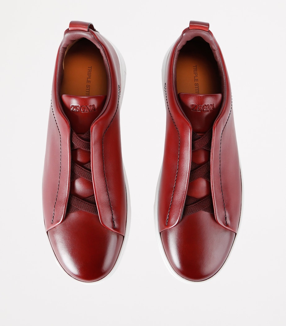 Leather Triple Stitch Sneakers WINE Image 4