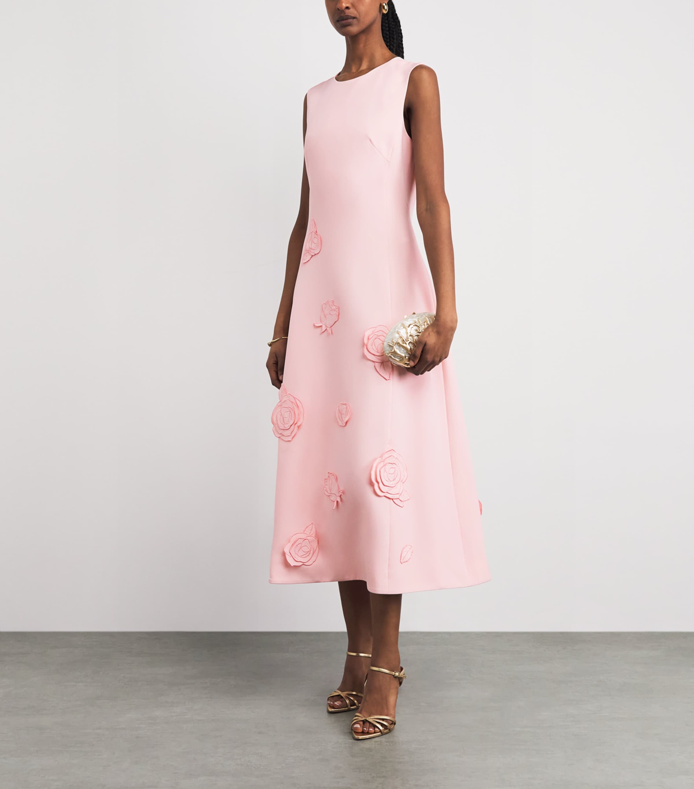 LEO LIN Womens Rose-Detail Cleo Midi Dress Blush Pink Image 2
