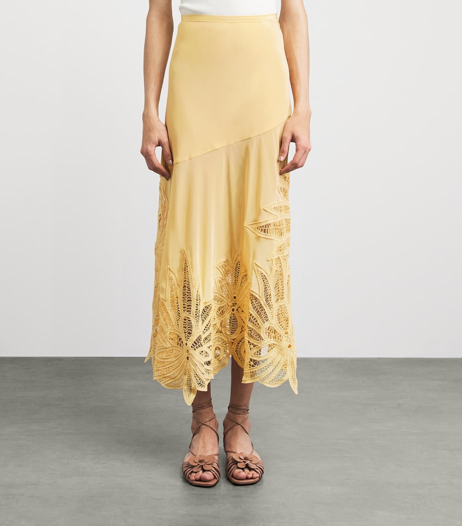 Ulla Johnson Womens Silk Embroidered Oona Maxi Skirt Dandelion Image 4