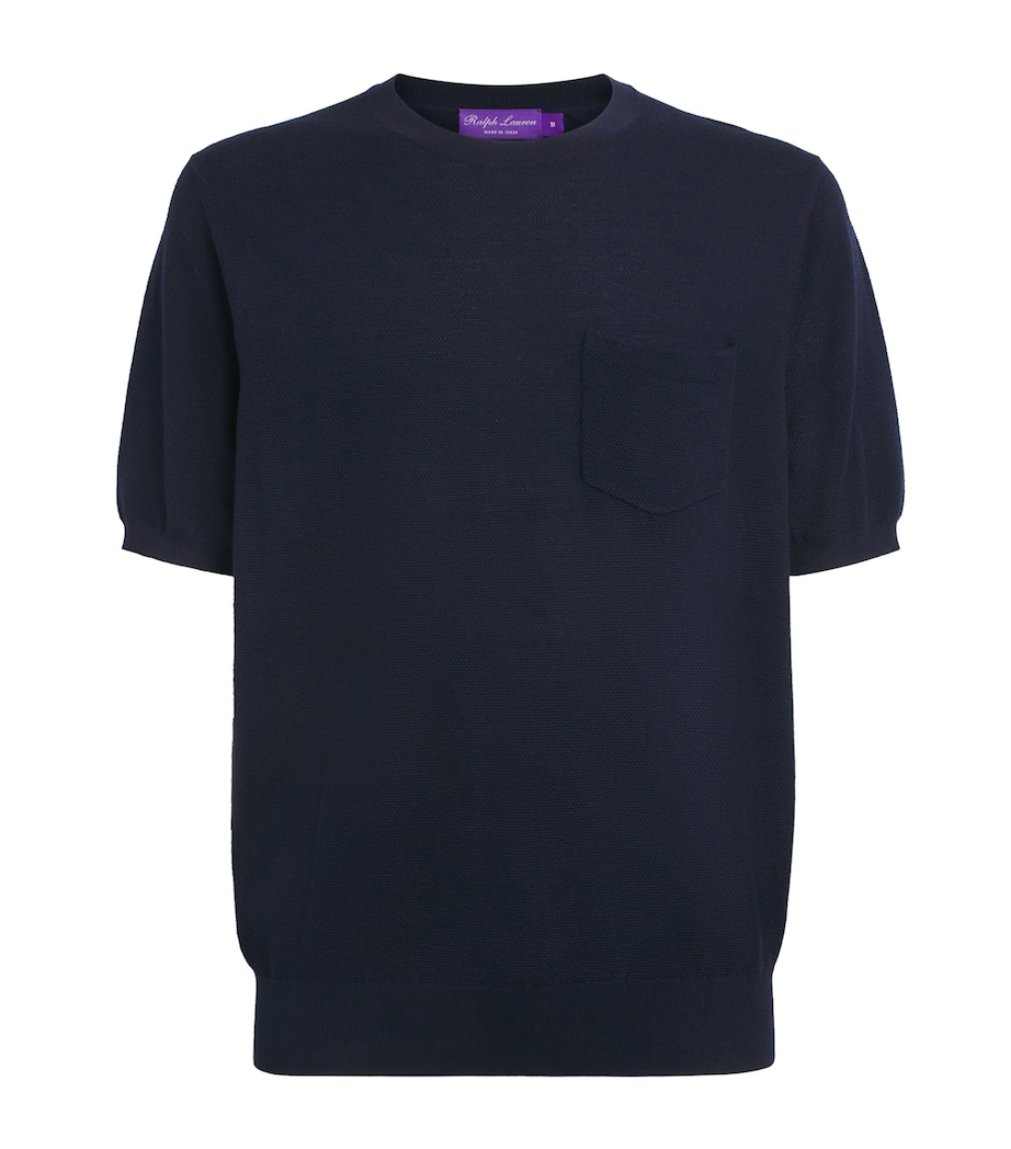 Ralph Lauren Purple Label Mens Silk-Cotton-Blend T-Shirt Clssic Chairman Navy Image 1
