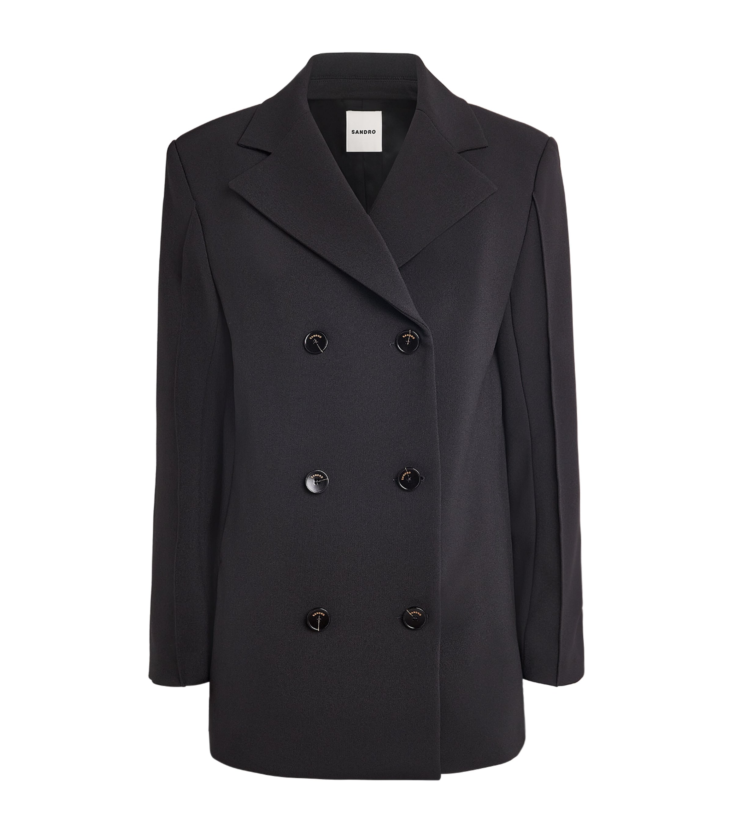 Sandro Double-breasted Blazer In Black