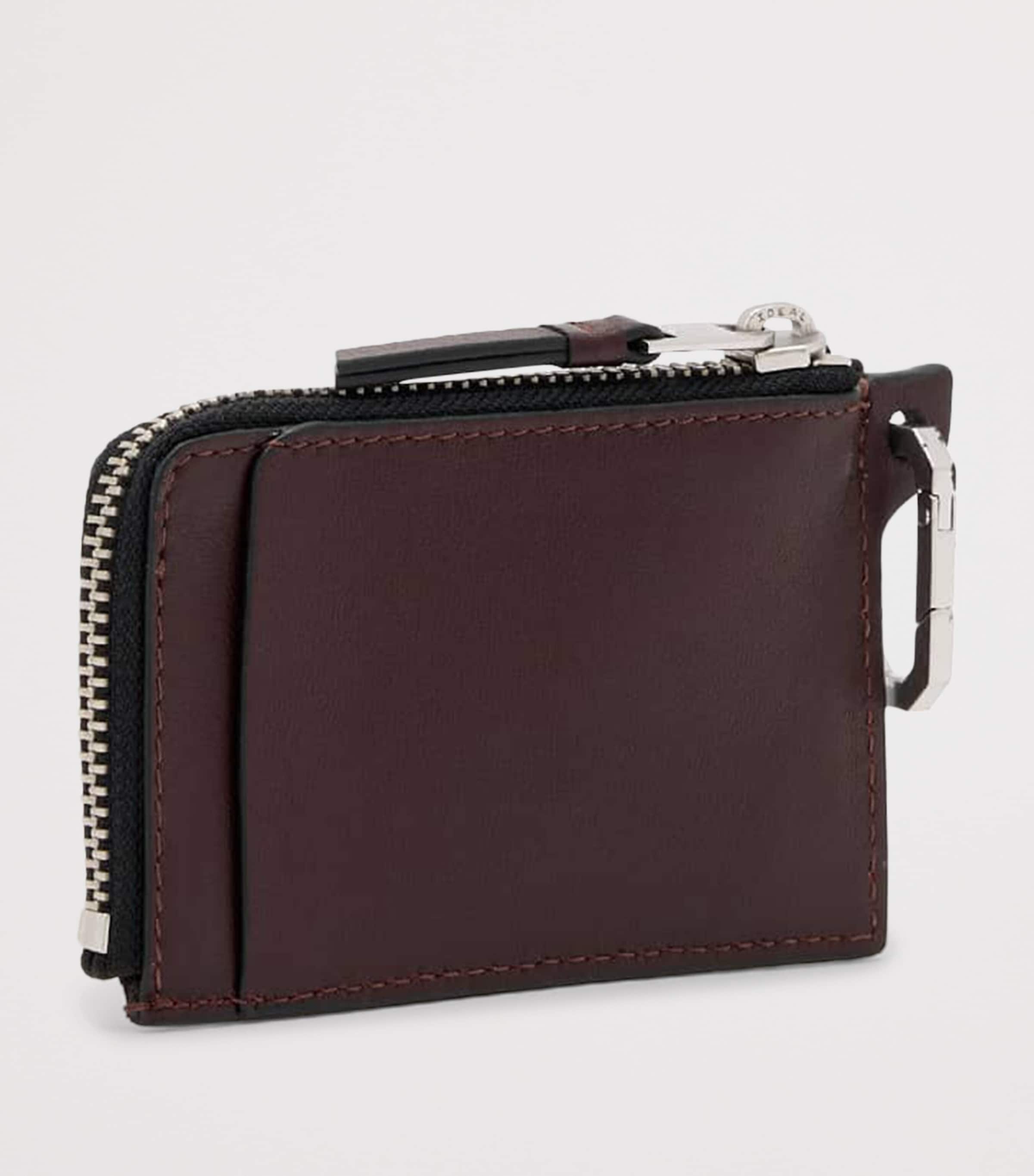 AllSaints Leather Remy Wallet Burgundy Red Image 3