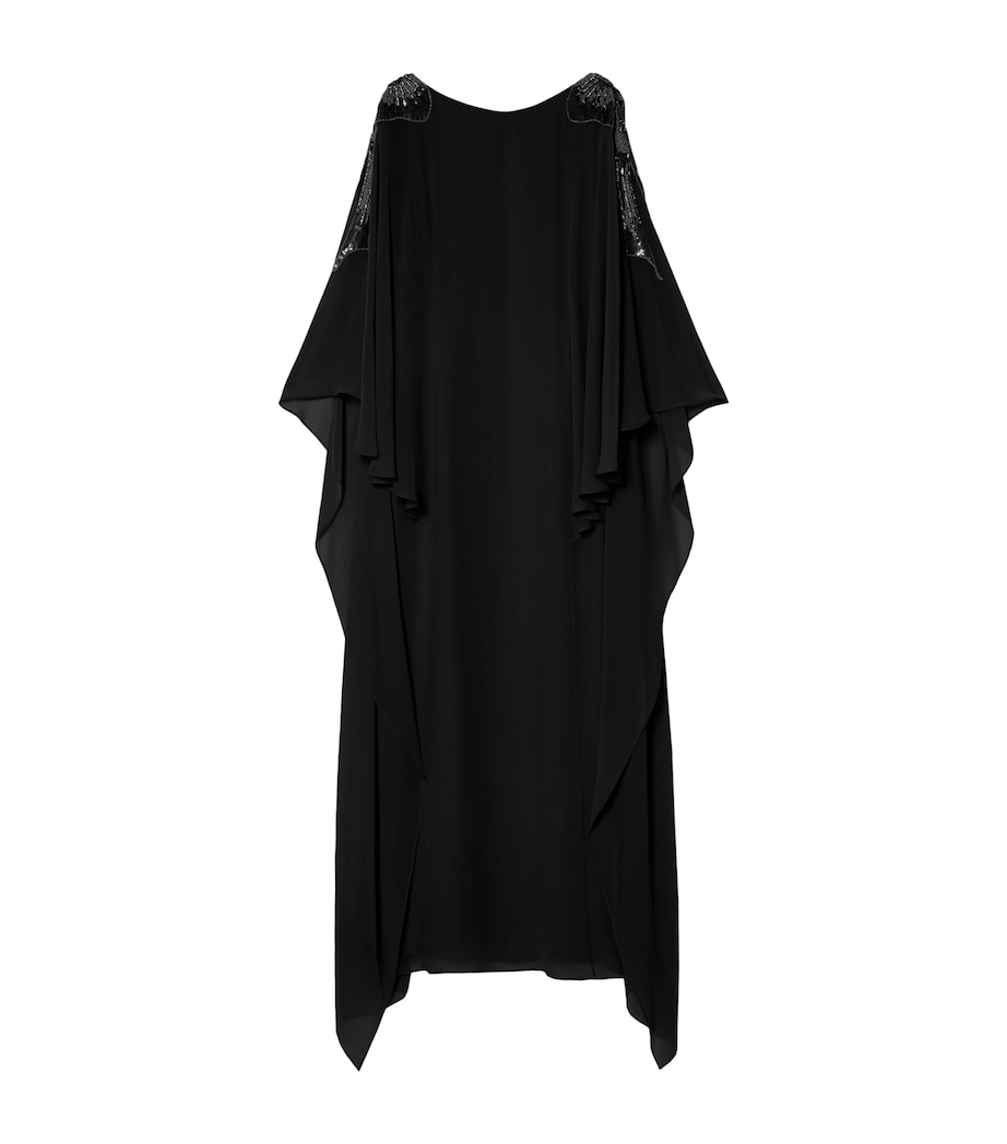 Marina Rinaldi Womens Embellished Caped Gown Black Image 1