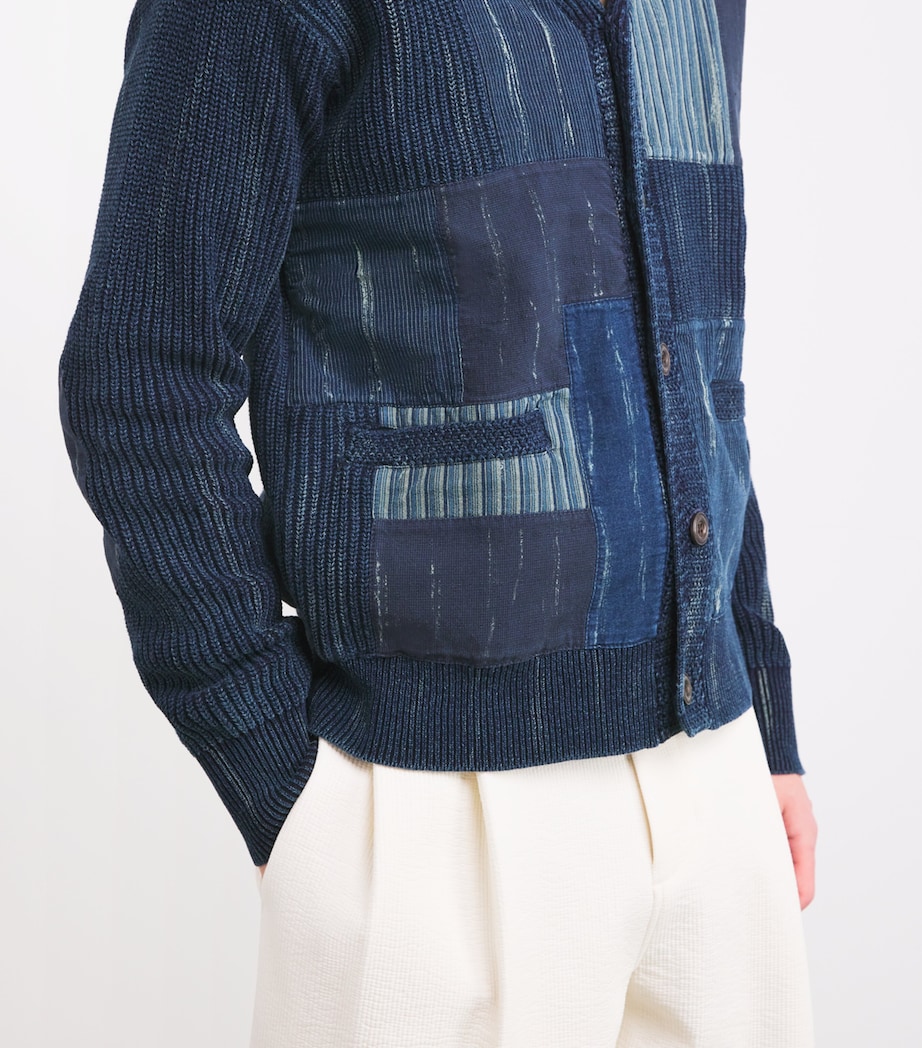 Polo Ralph Lauren Mens Cotton Patchwork Cardigan Indigo Blu Image 6