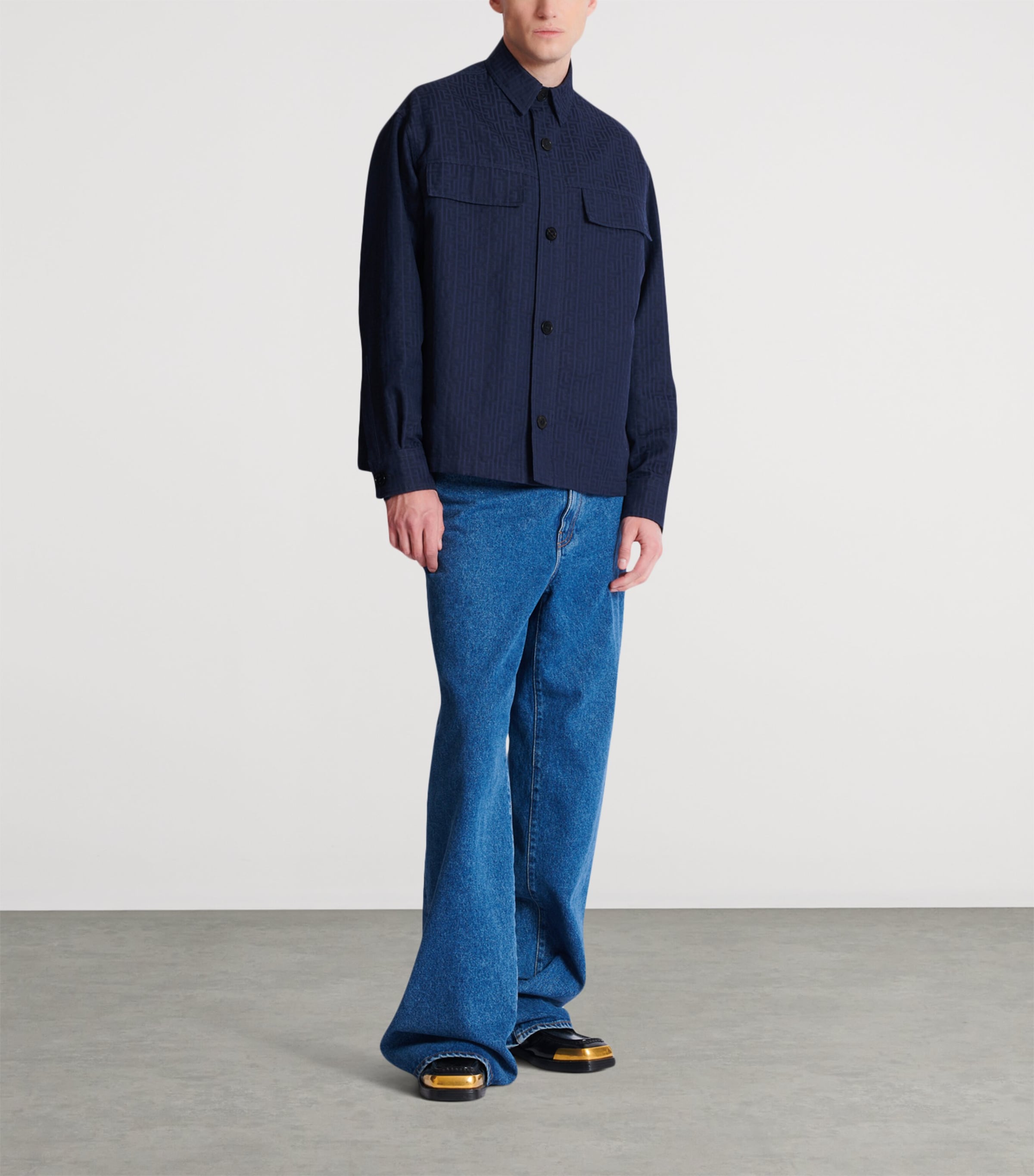 Cotton Monogram Jacquard Overshirt 6UB MARINE Image 2