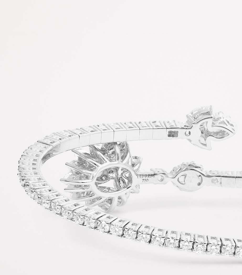 White Gold and Diamond Cluster Bangle WHITE GOLD Image 6