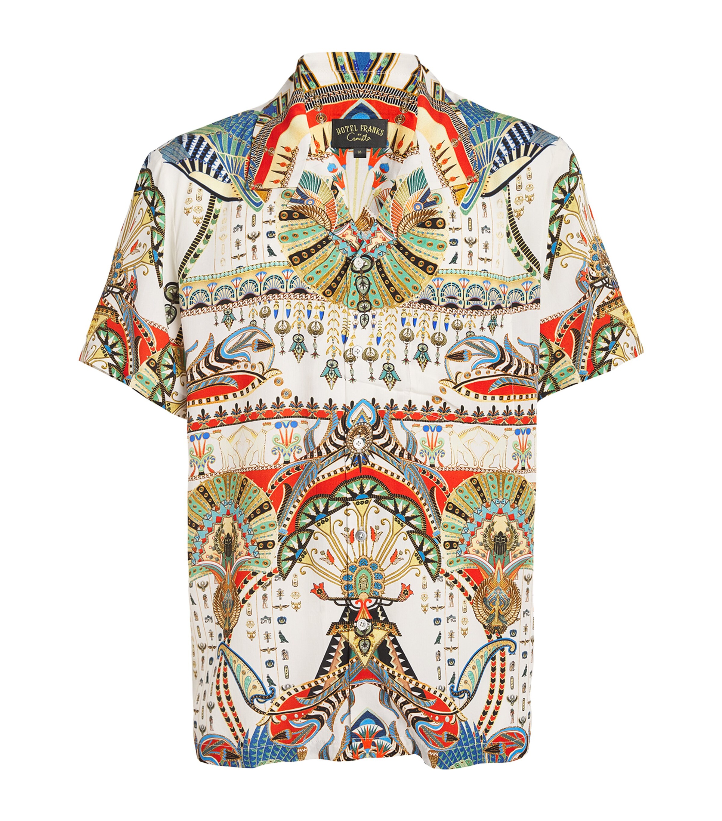 Camilla Short Sleeve Camp Collared Shirt Valley Of The Queens In Multicolor