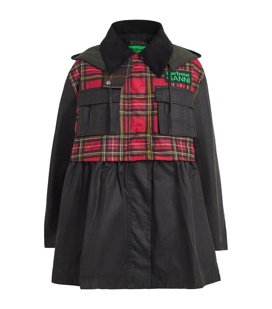 x GANNI Waxed Tartan Peplum Coat CLS/RYLST/CHR/CLSCTR Image 1
