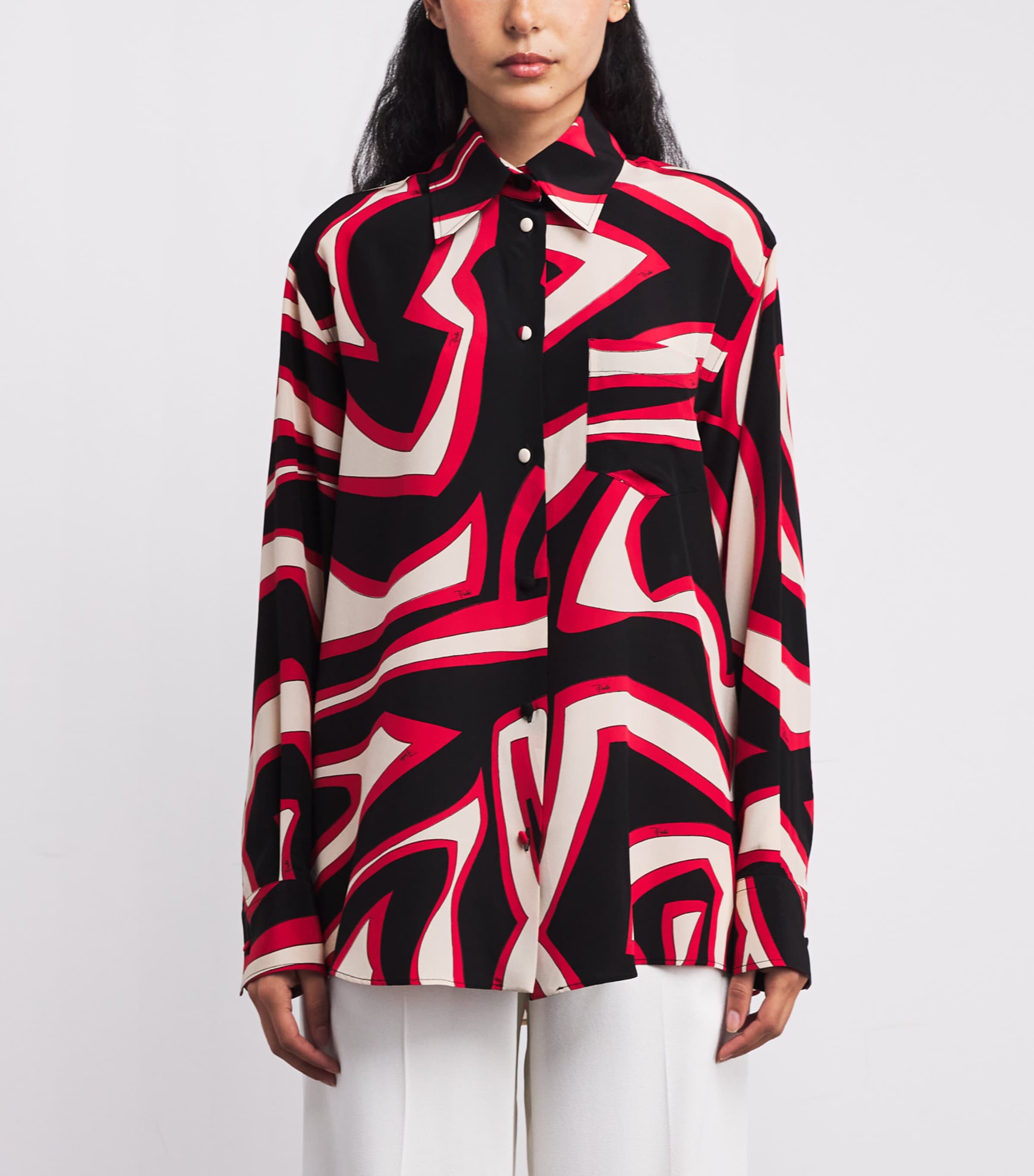 Silk Twill Labirinto Print Shirt 051/GOLD RED Image 3