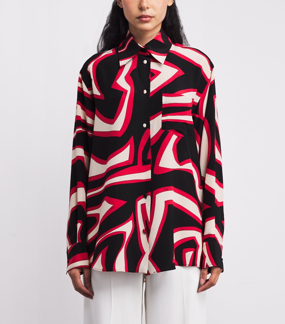 Silk Twill Labirinto Print Shirt 051/GOLD RED Image 3