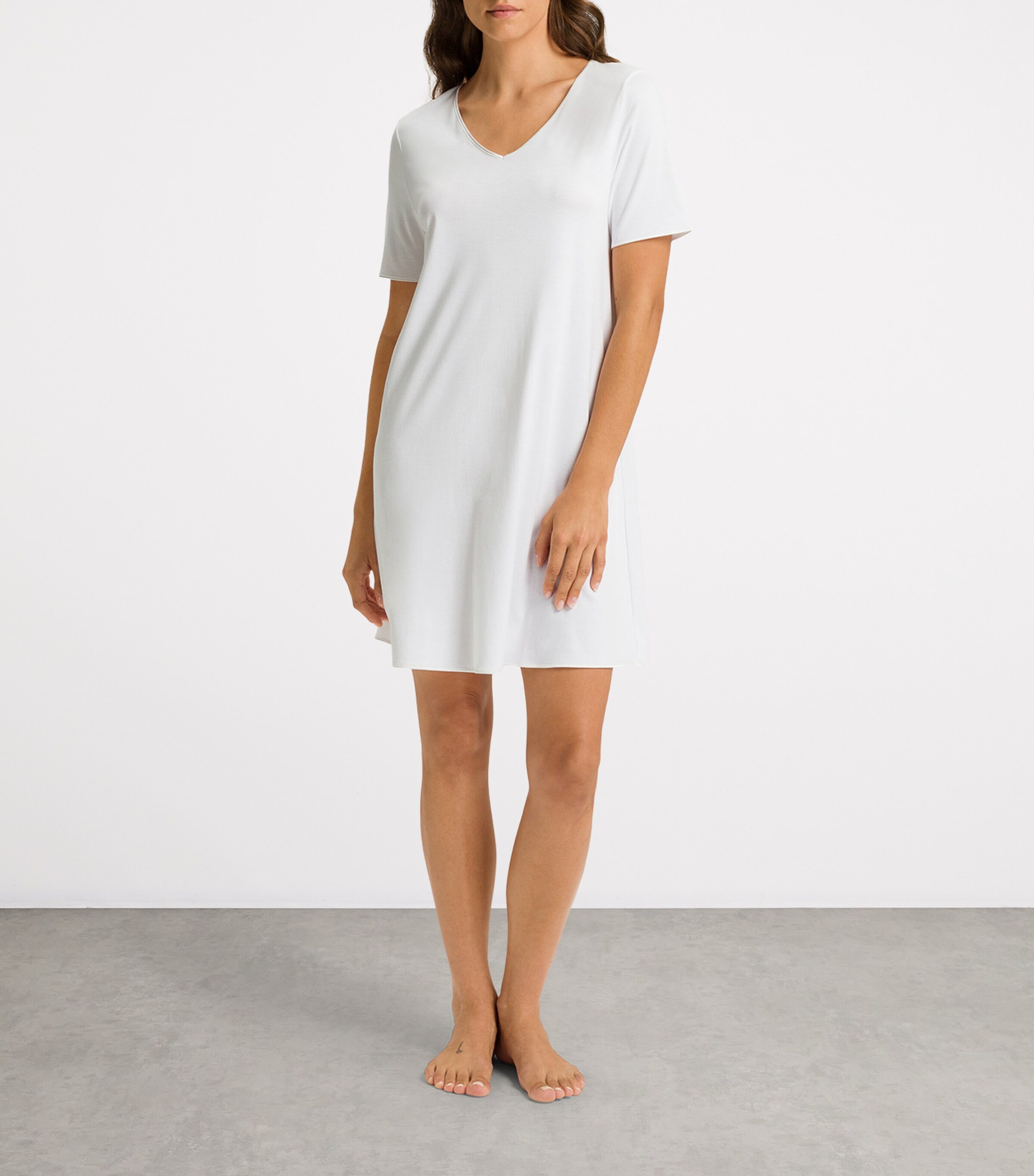 Short-Sleeve Cotton Silk Nightdress WHITE Image 5