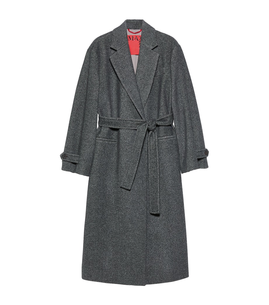 MAX&Co. Womens Virgin Wool Belted Coat Black Image 1