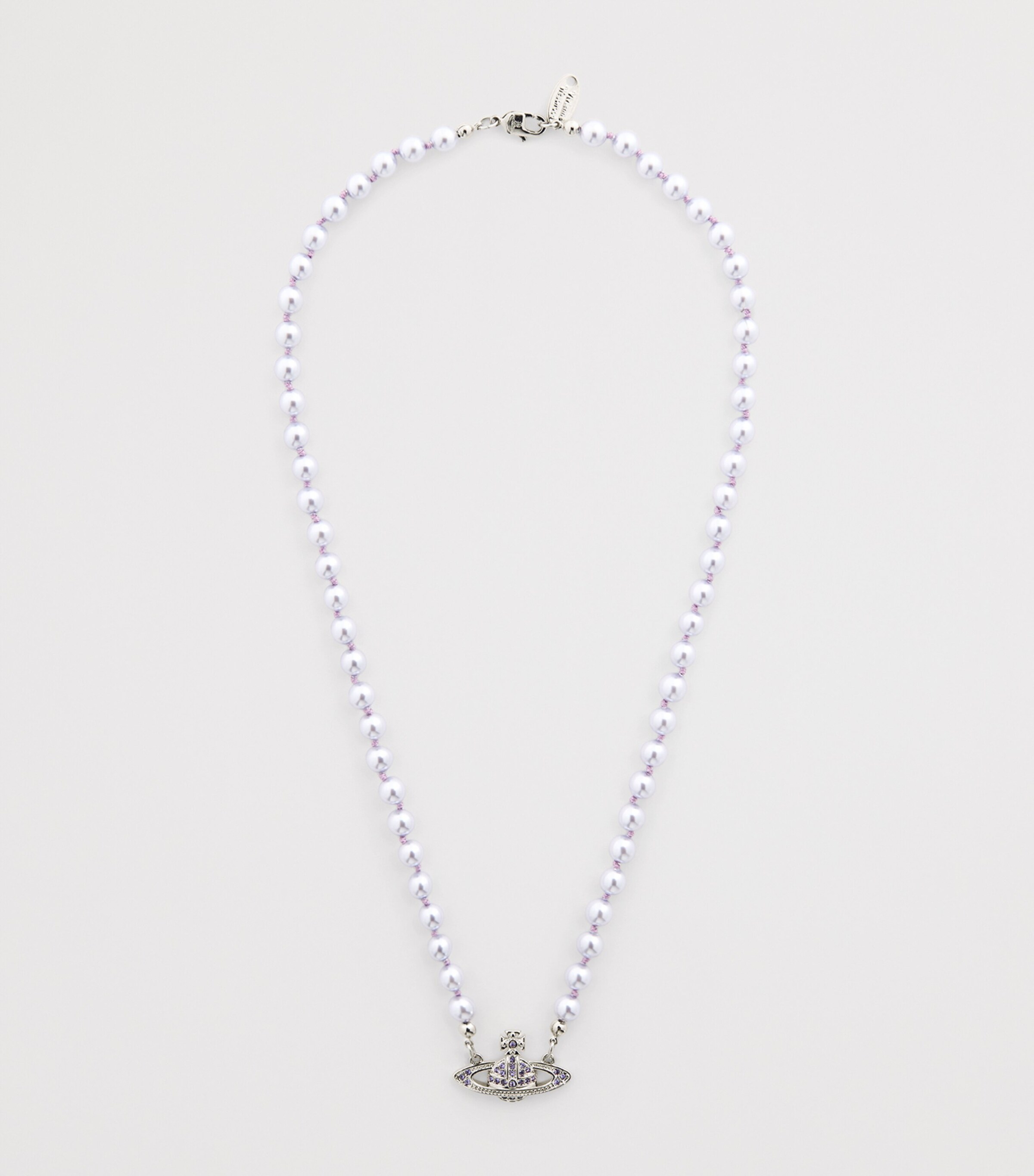 Vivienne Westwood Mens Faux Pearl Mini Bas Relief Necklace Platinum Image 3