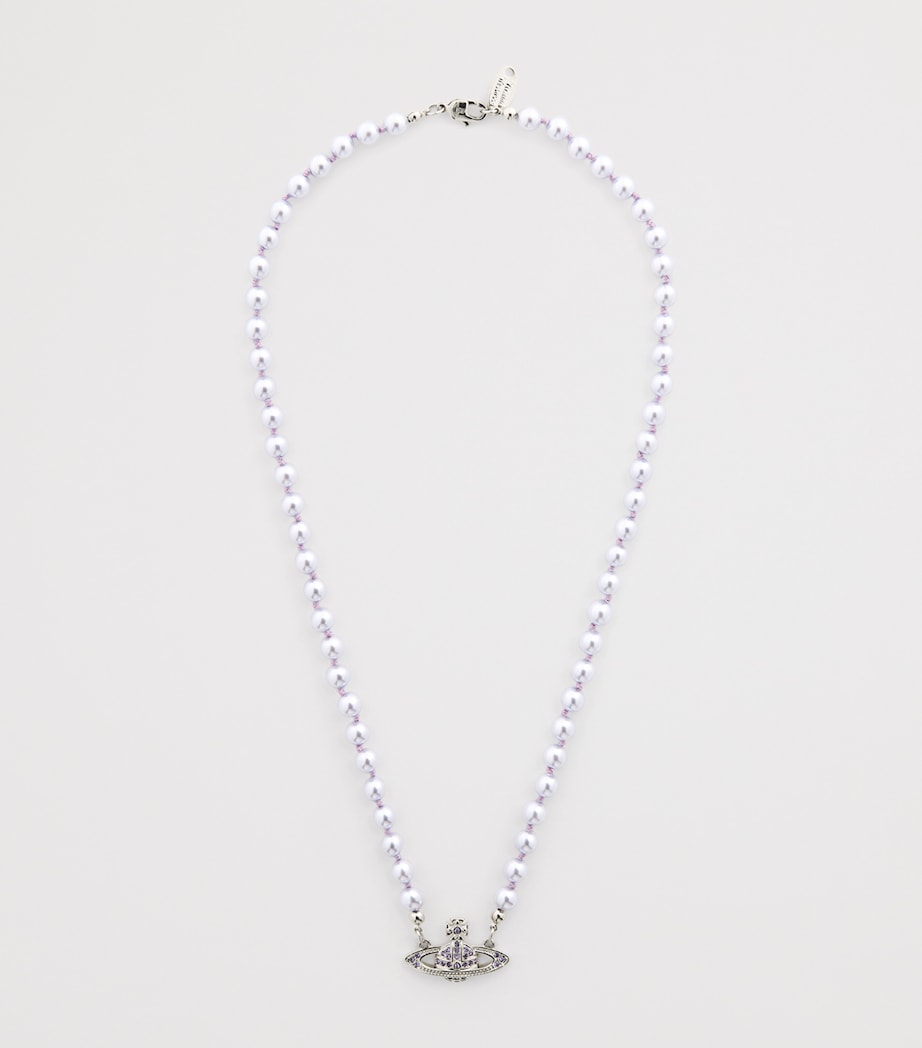 Faux Pearl Mini Bas Relief Necklace P658 PLATINUM Image 3