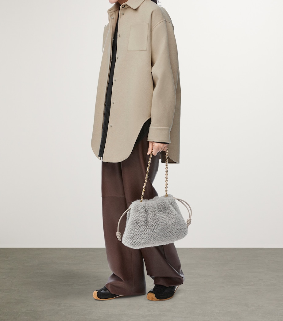 Wool-Blend Leather-Pocket Overshirt LIGHT BEIGE MELANGE Image 2