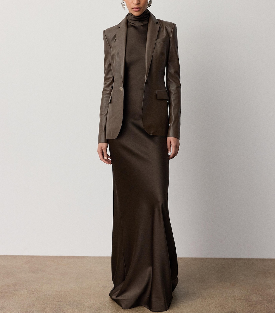 Ralph Lauren Collection Womens Leather Parker Blazer Sycamore Image 2
