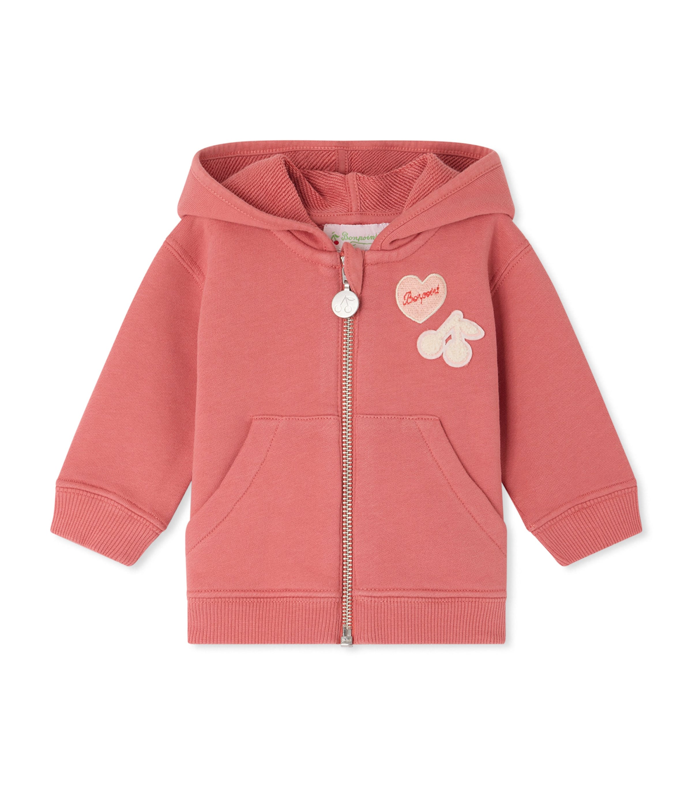 Bonpoint Cotton Embroidered Hoodie (6-18 Months) Upb Framboise Image 1
