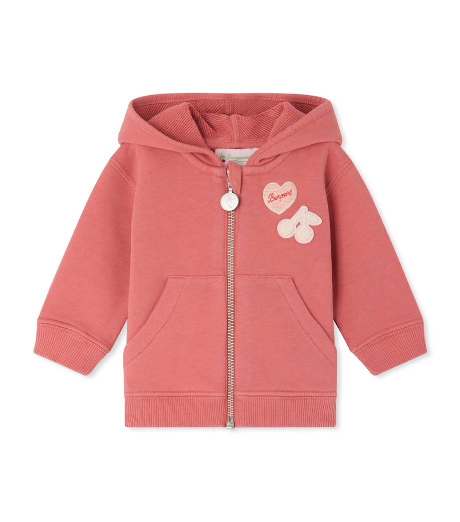 Bonpoint Cotton Embroidered Hoodie (6-18 Months) Upb Framboise Image 1