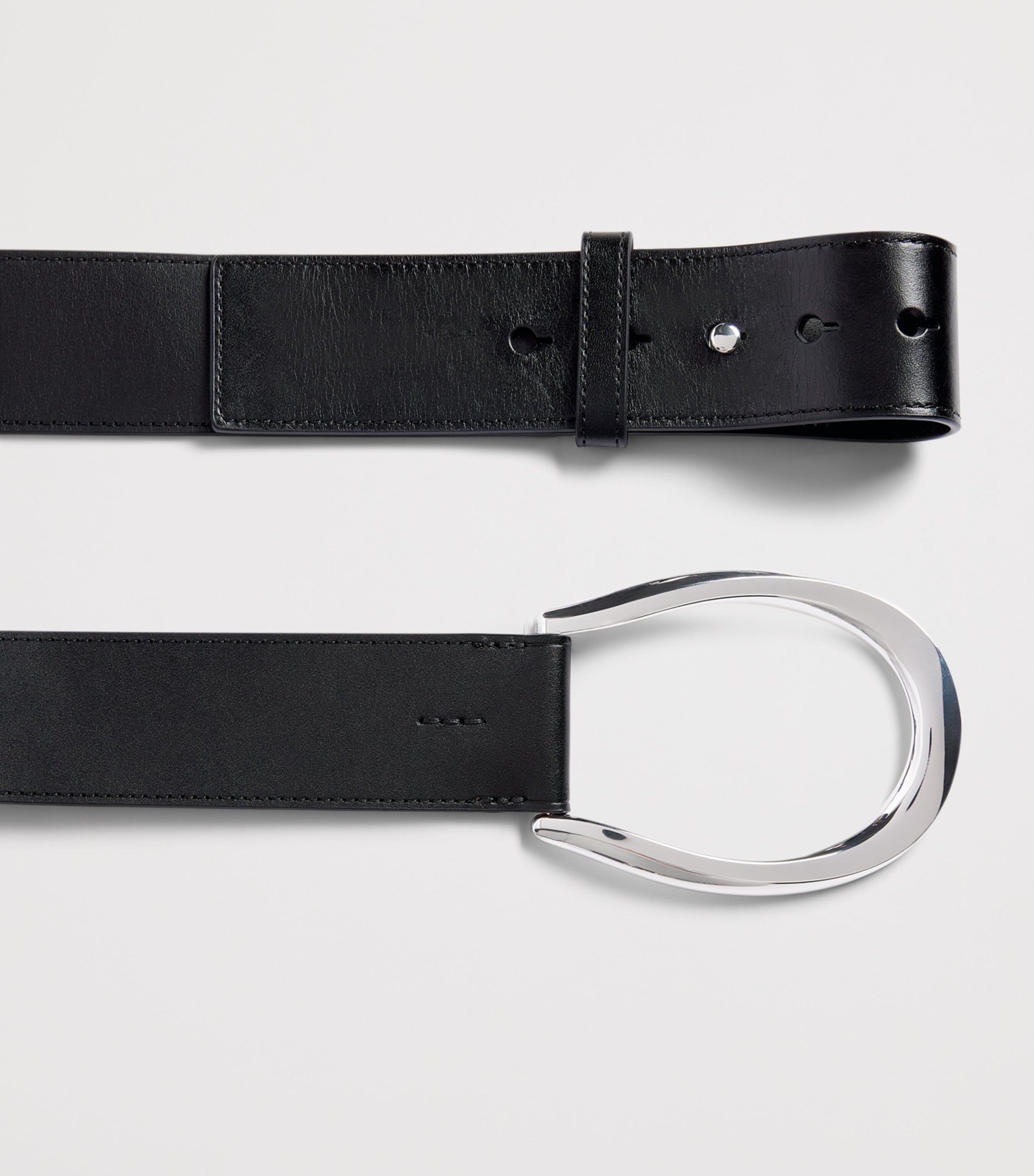Polo Ralph Lauren Leather Stirrup-Buckle Wide Belt Black Image 3