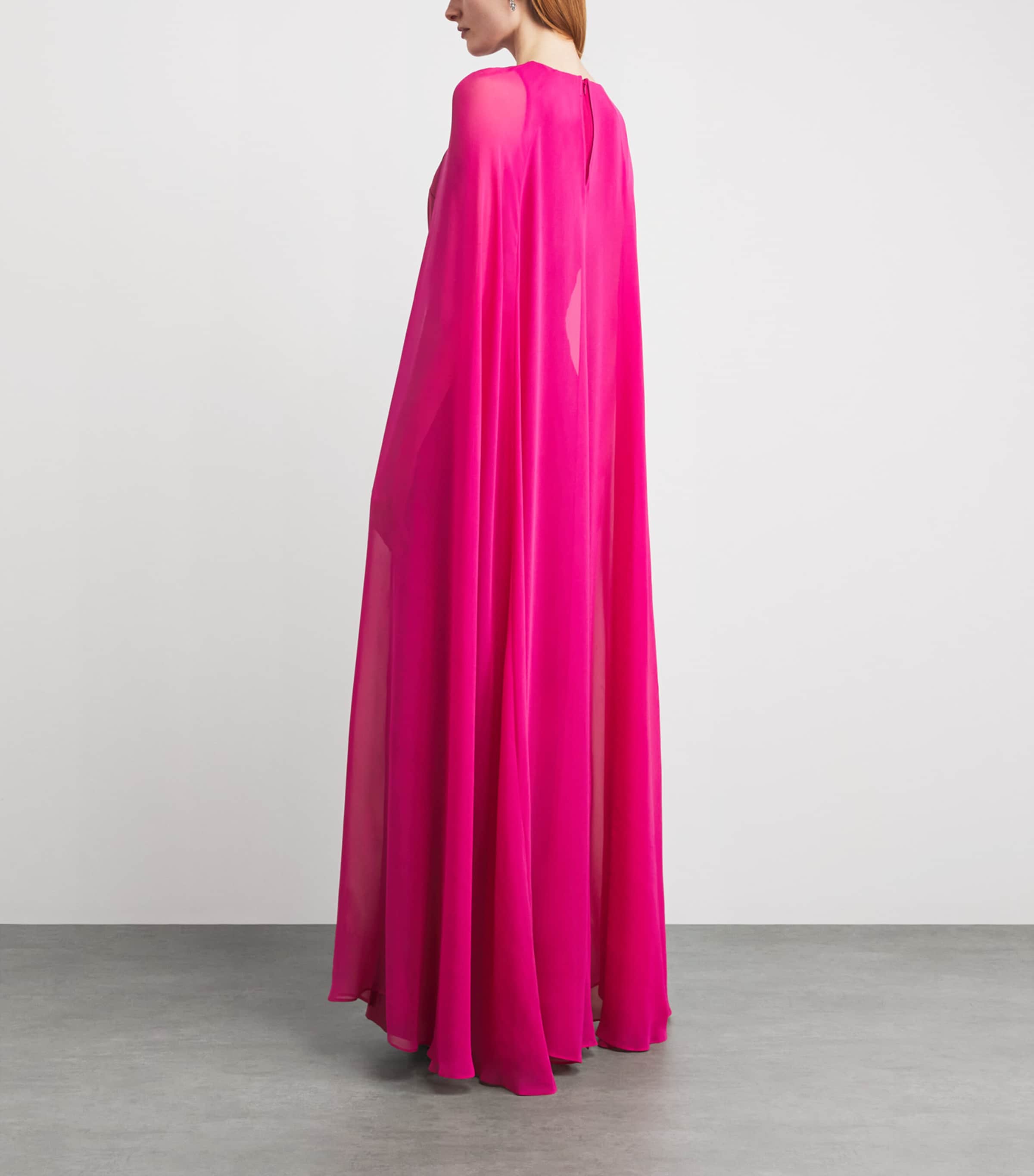 Roland Mouret Womens Rose Appliqué Cape-Detail Gown Pink Image 4