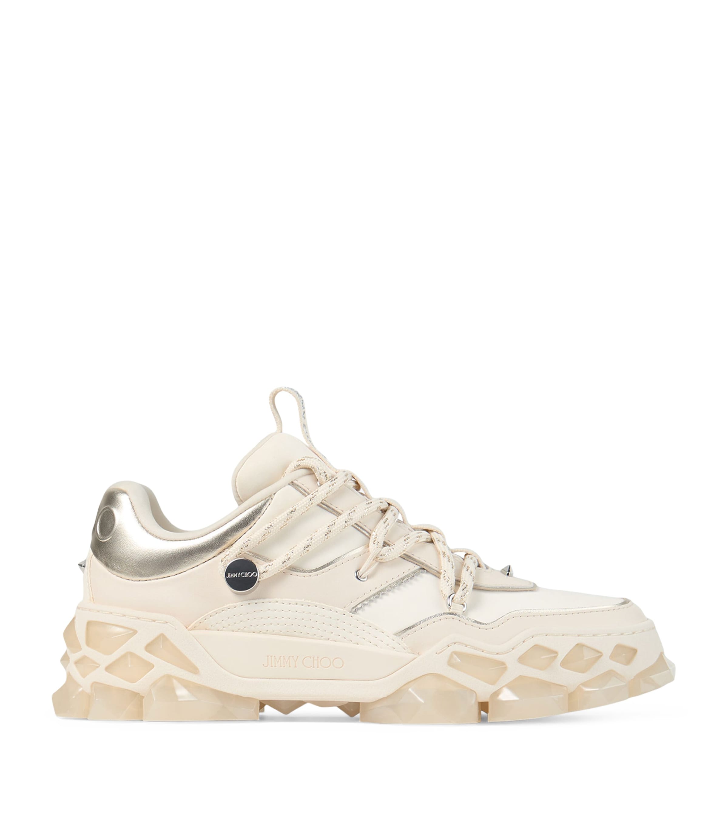 Jimmy Choo Diamond X Leather Sneakers In White