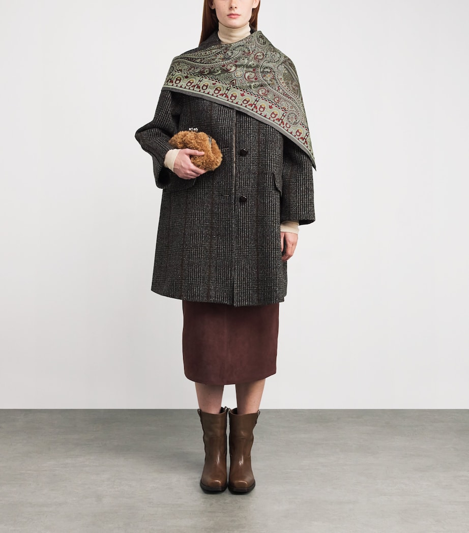 Silk Printed Square Scarf OLIVE GREEN Image 3