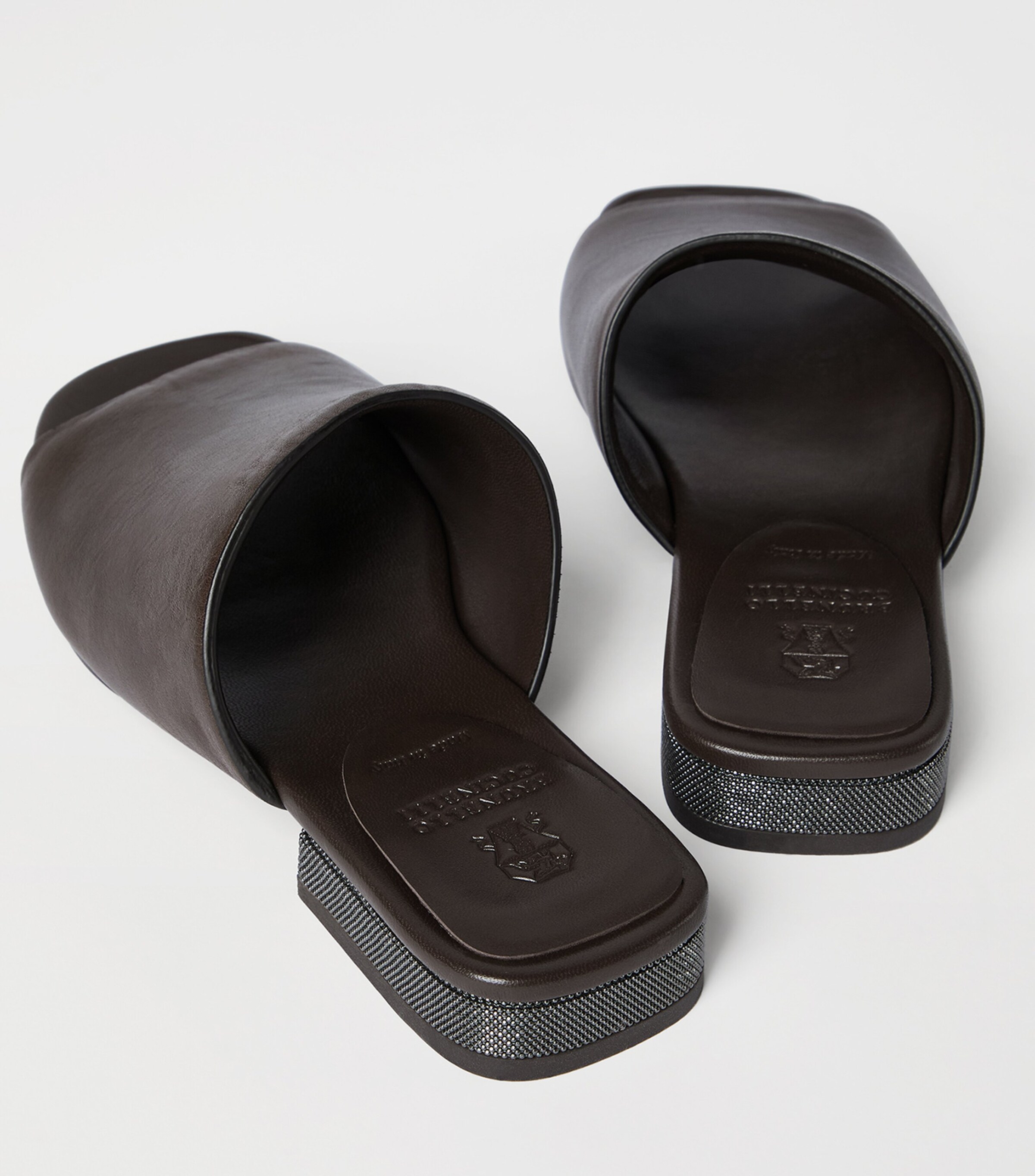 Brunello Cucinelli Leather Monili-Trim Slippers Image 6