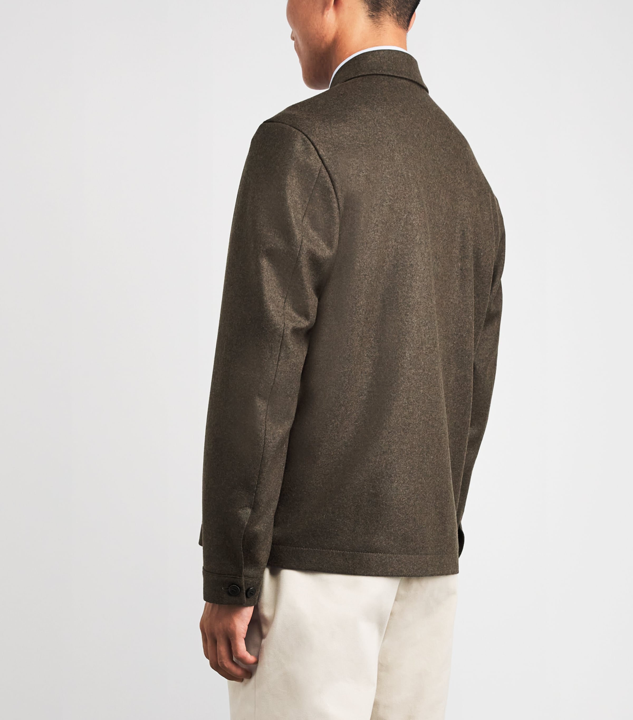 Sunspel Mens Boiled Wool Jacket Loden Green Image 5