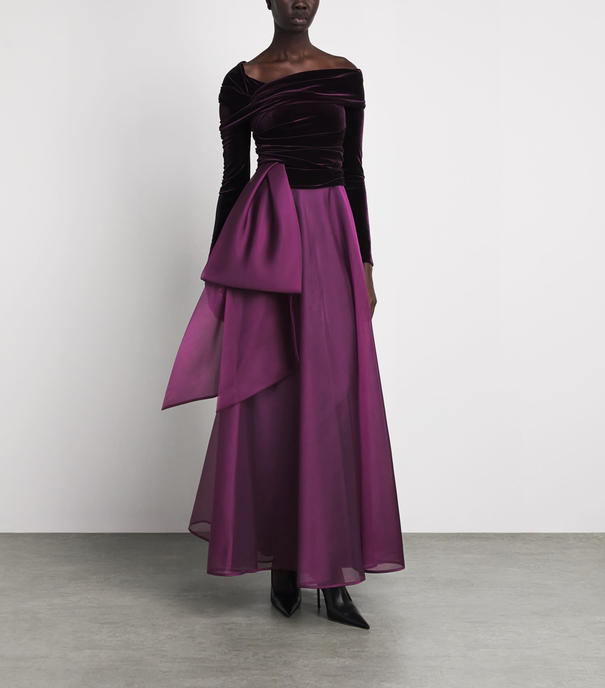 Talbot Runhof Purple Stretch Velvet-Organza Gown | Harrods CA