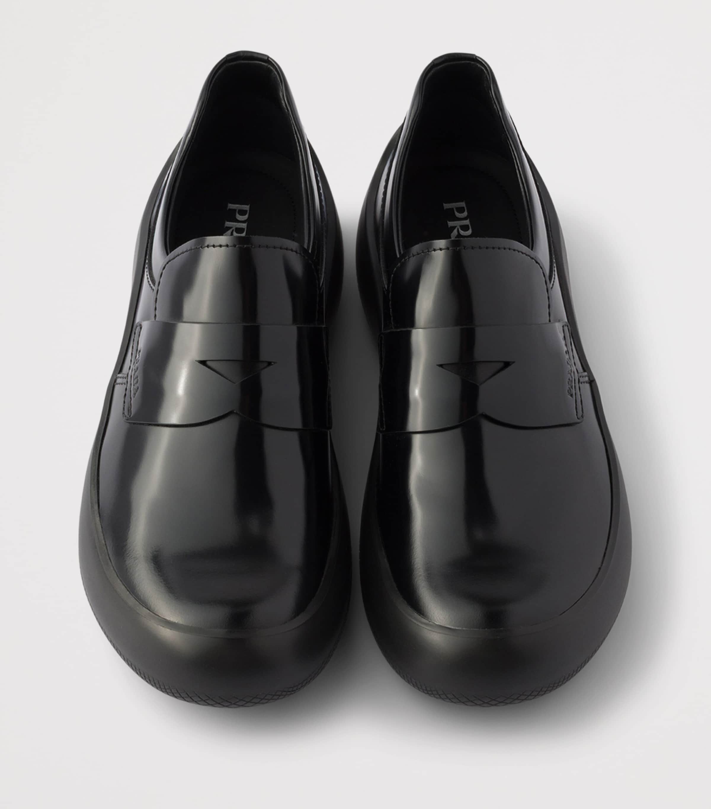 Prada Brushed Leather Loafers Black Image 4