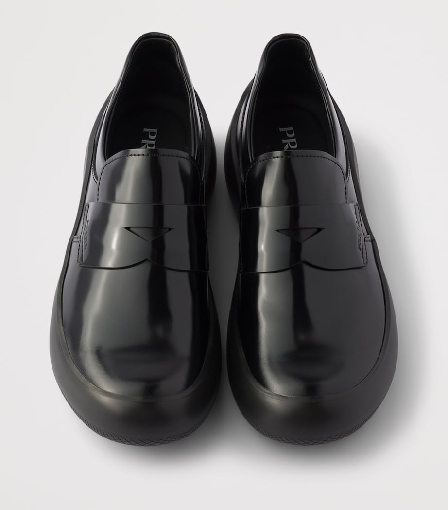 Prada Brushed Leather Loafers Black Image 4