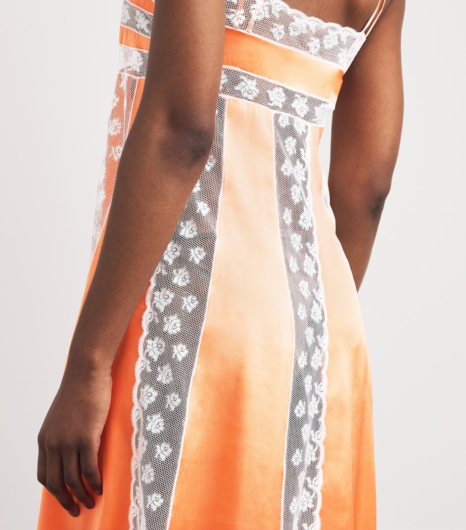 Silk Lace-Detail Nightdress LIGT ORANGWWHITELACE Image 4