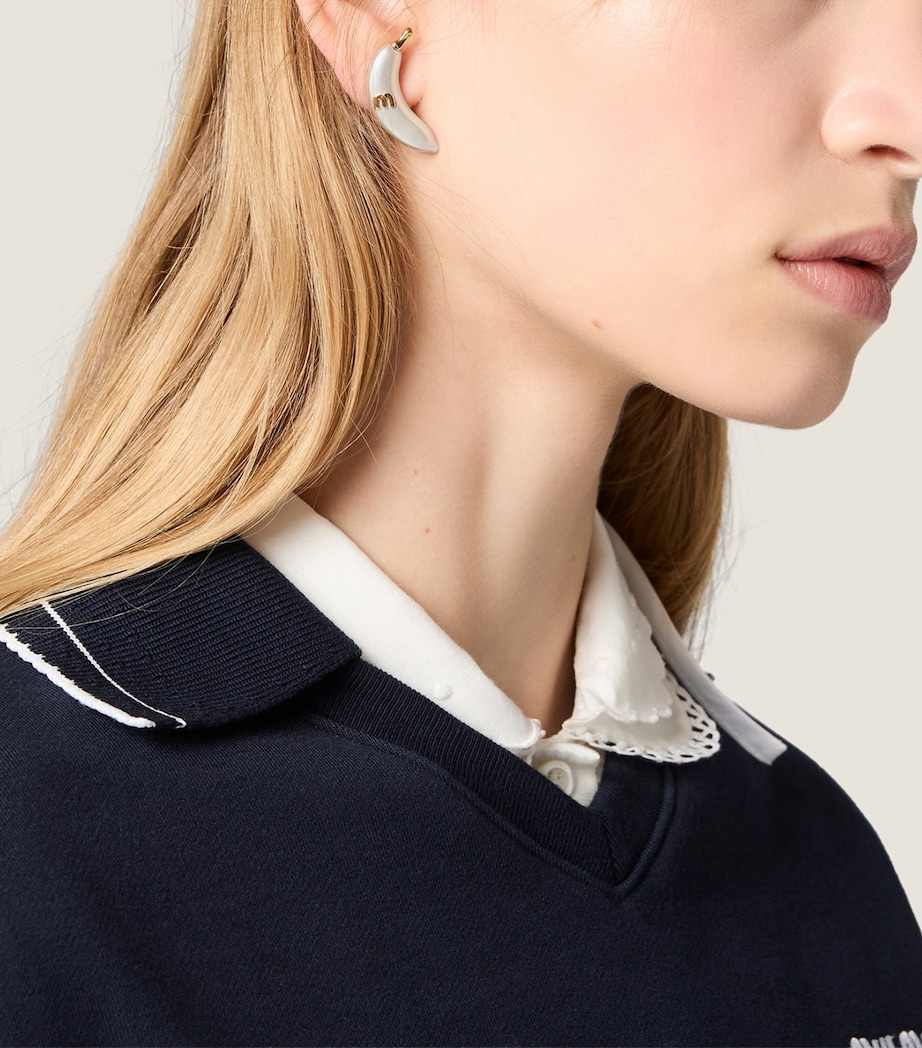 Miu Miu Faux Pearl Banana Stud Earrings Gold/silver Image 2