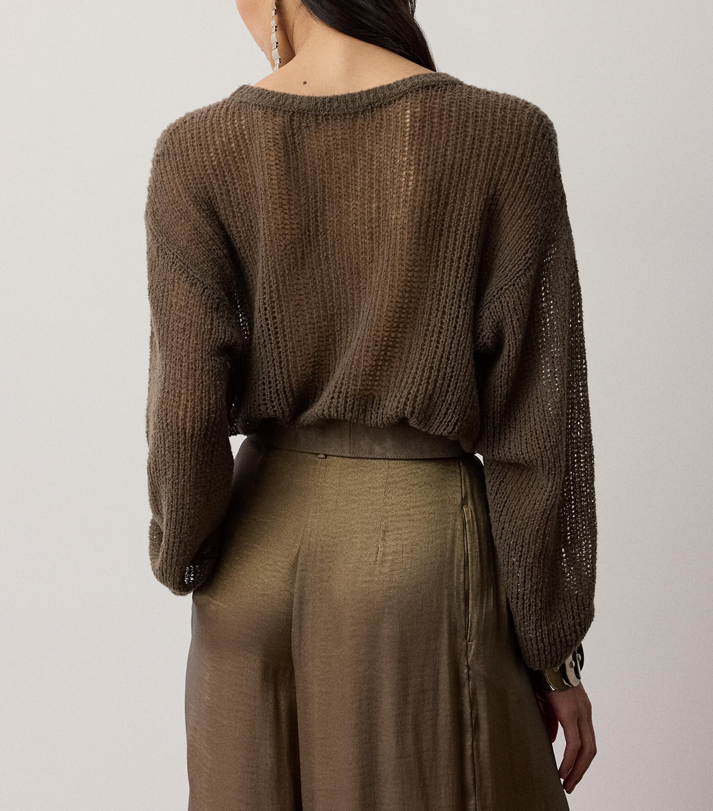Ralph Lauren Collection Womens Bouclé Cashmere-Blend Boatneck Sweater Portobello Image 3