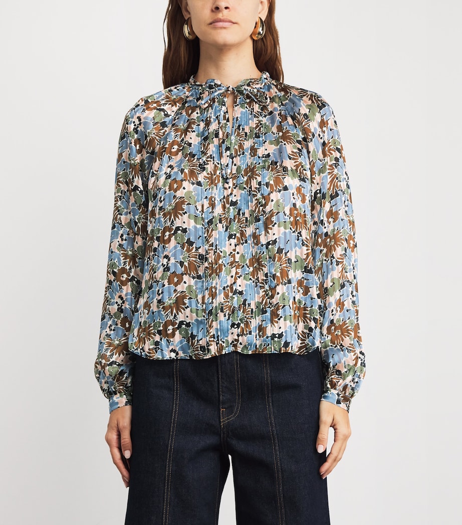 Silk Floral Linds Blouse M0211 LAKE MIST MULT Image 3