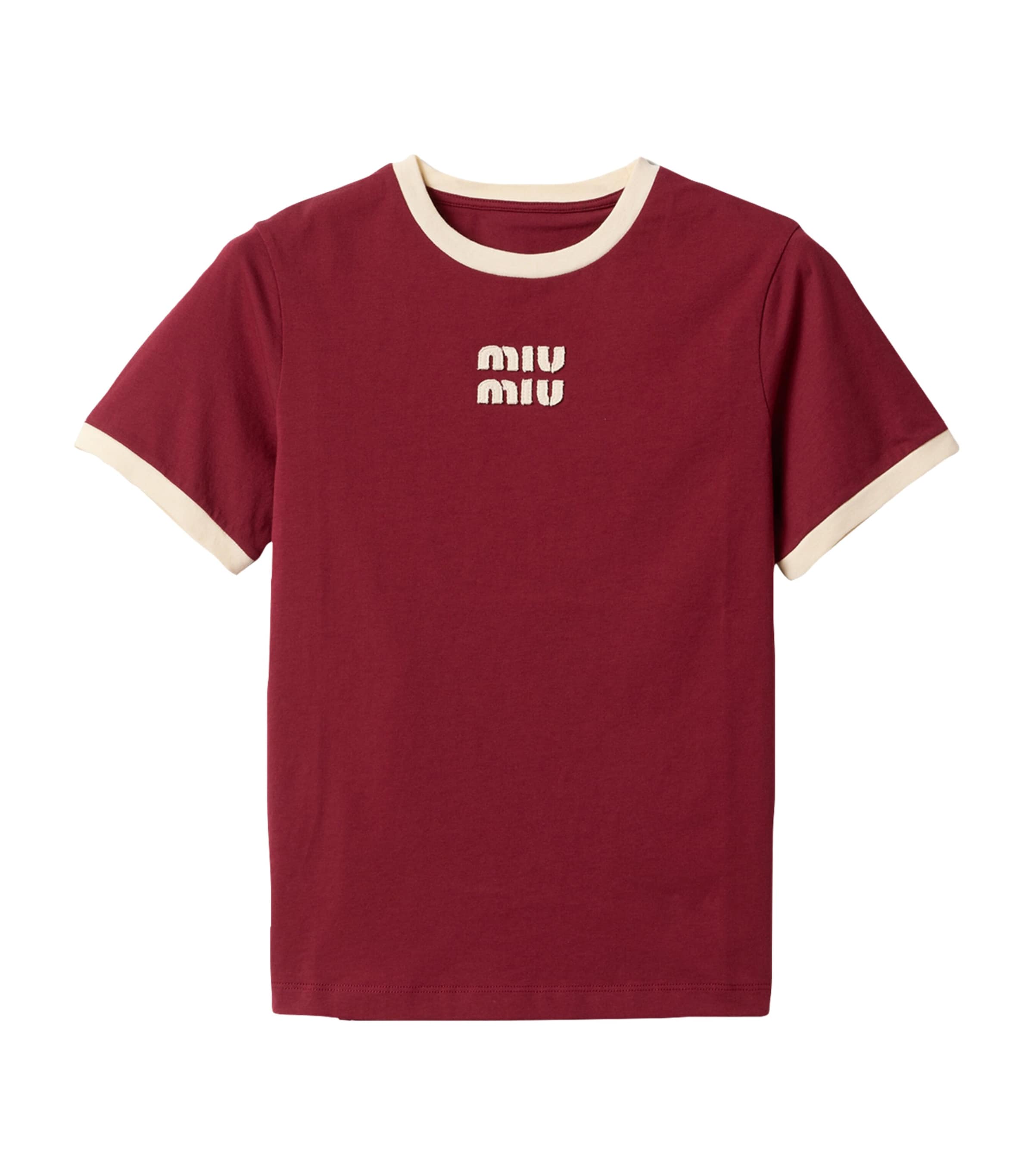 Miu Miu Womens Cotton Logo T-Shirt Image 1