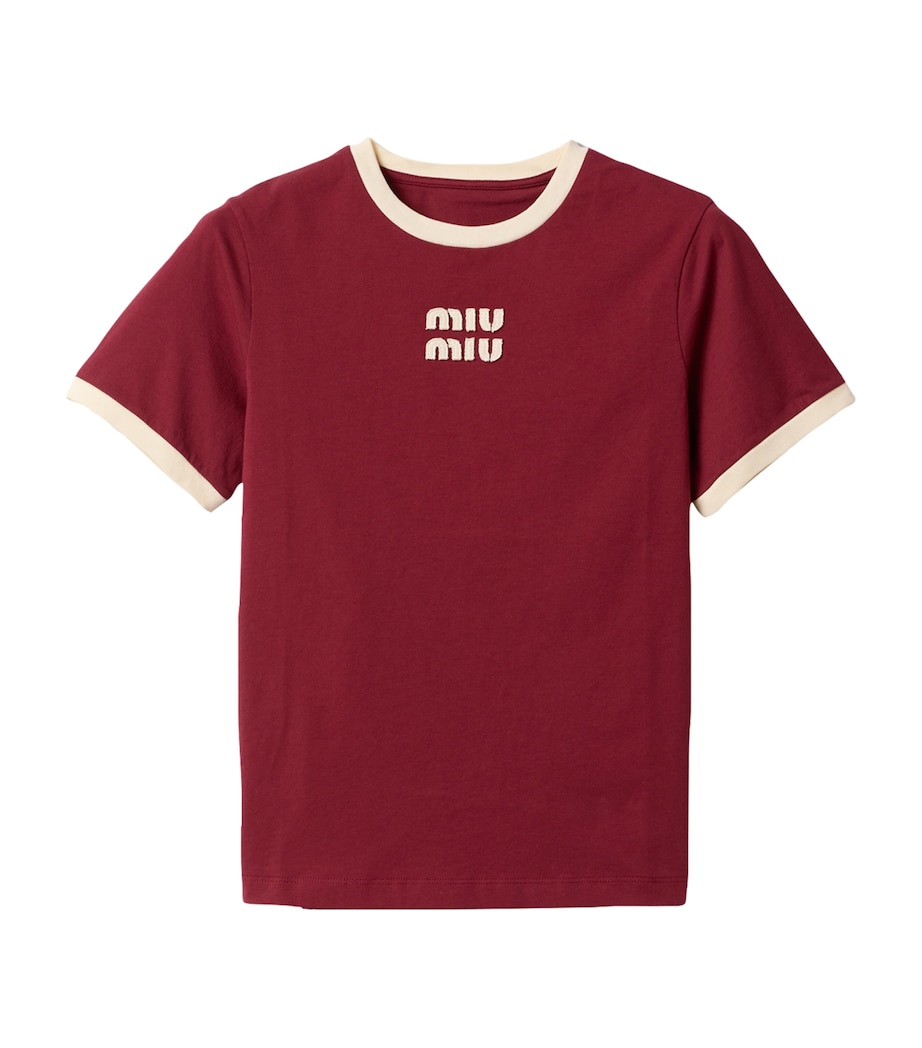 Miu Miu Womens Cotton Logo T-Shirt Image 1