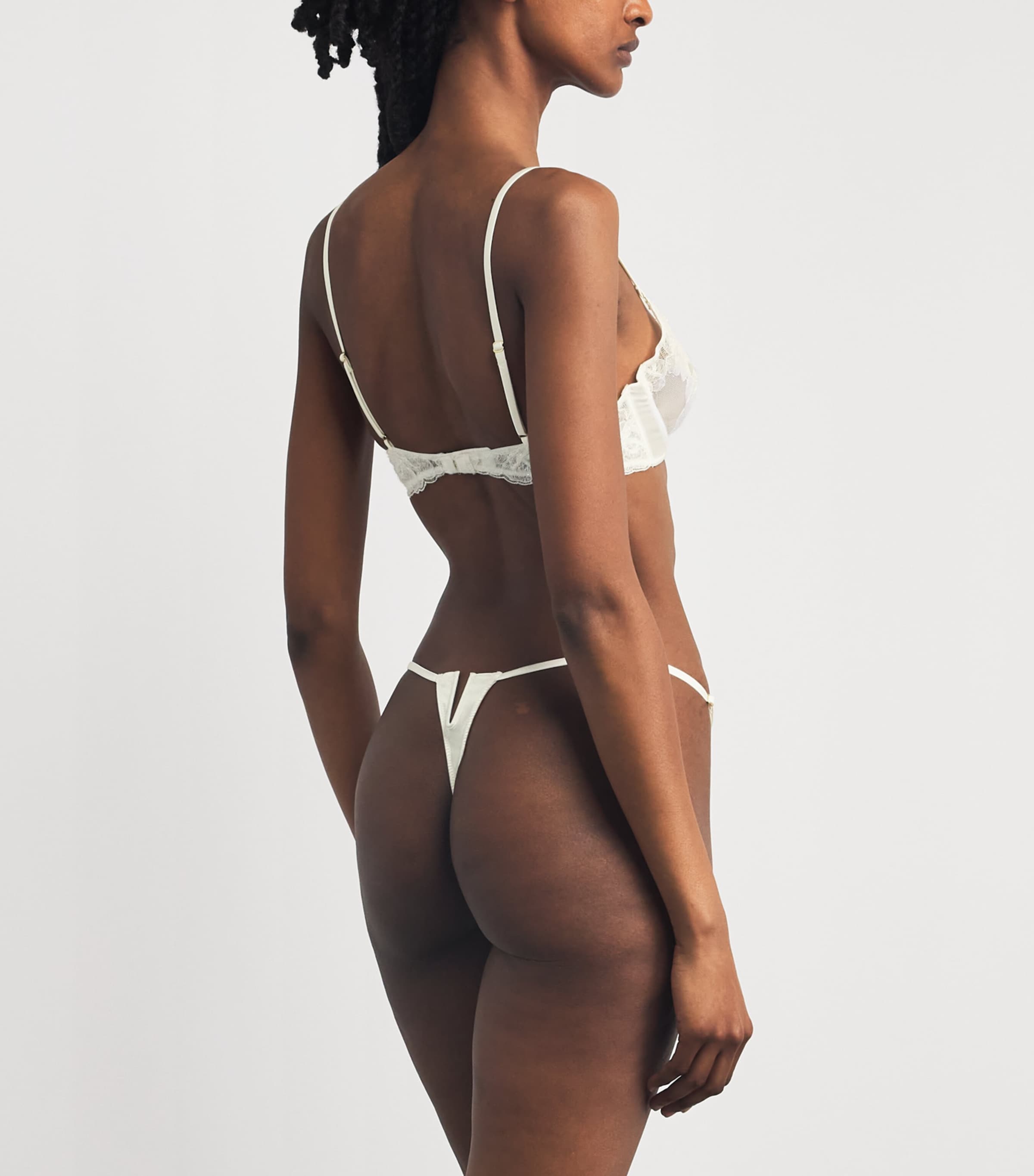 Kiki de Montparnasse Womens Lace Fleurs Veloutées Demi Bra Ivory Image 3