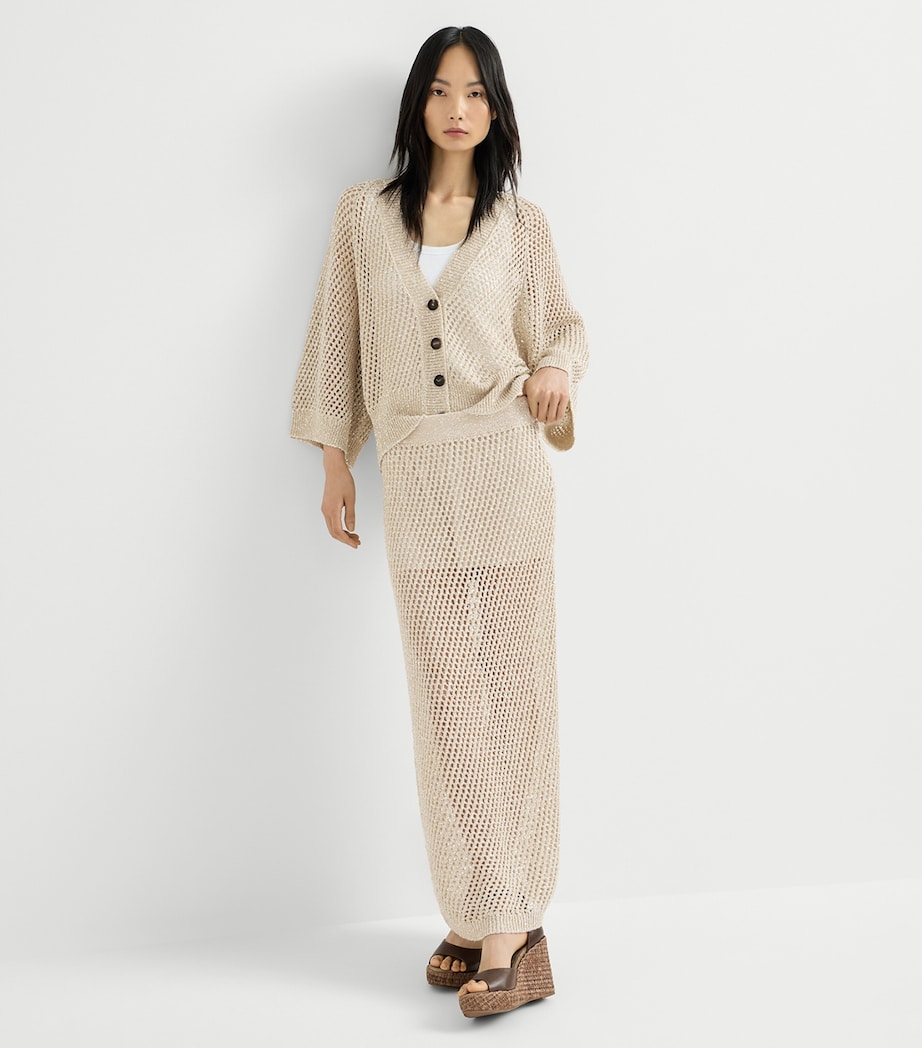 Brunello Cucinelli Womens Embellished Knit Maxi Skirt Image 2
