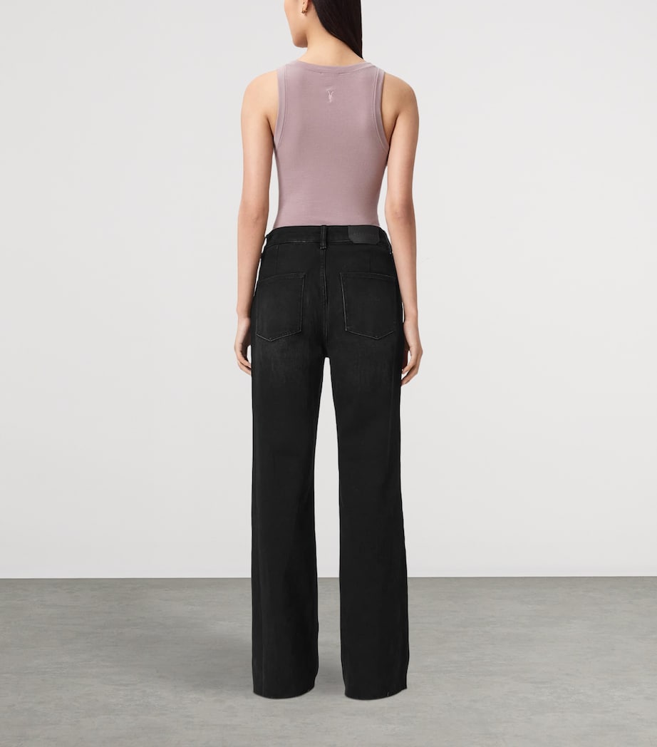 AllSaints Womens Ember Flared Jeans Washed Black Image 7