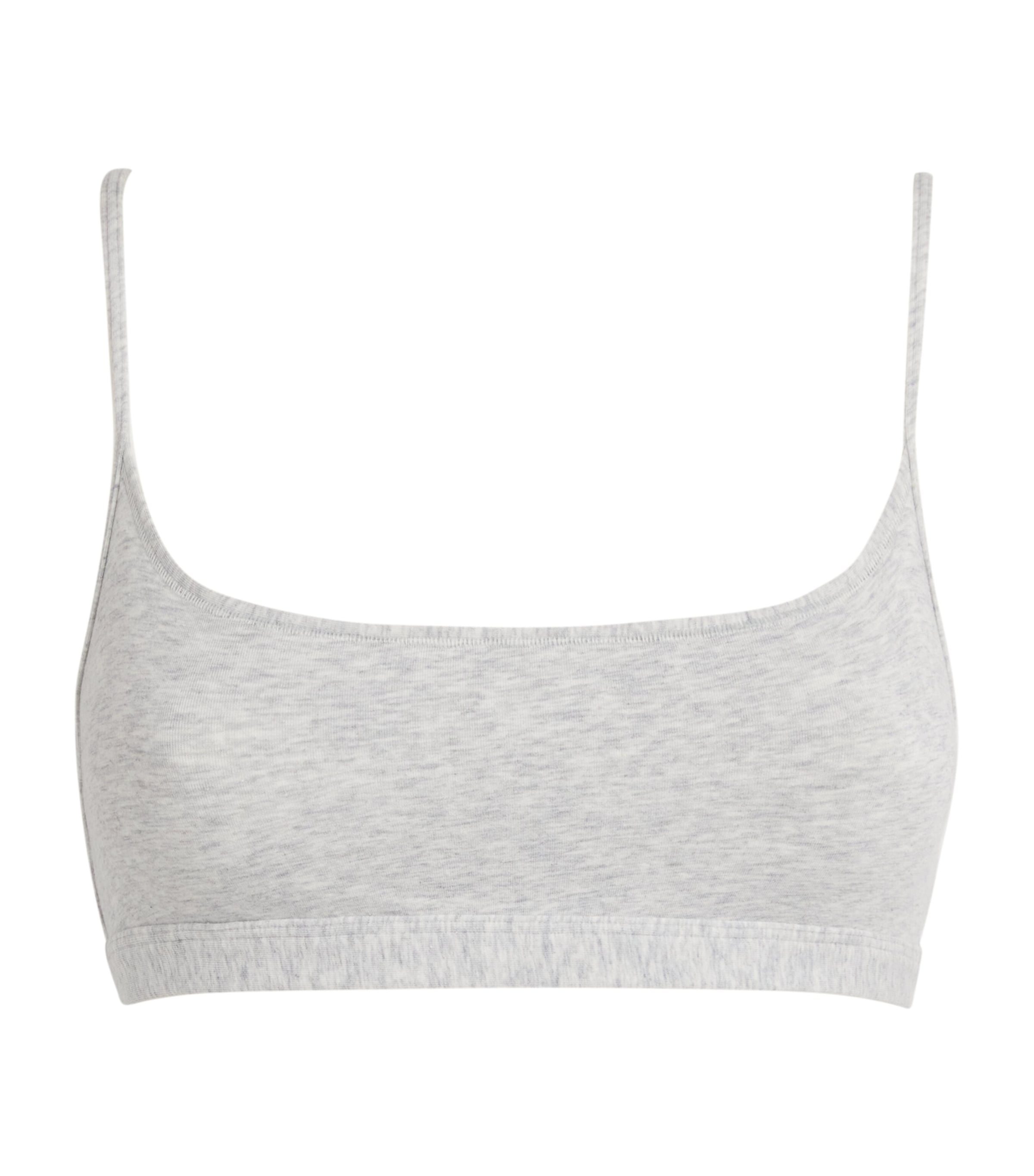 Skims Womens Cotton Everyday Scoop Bralette Light Heather Grey Image 1