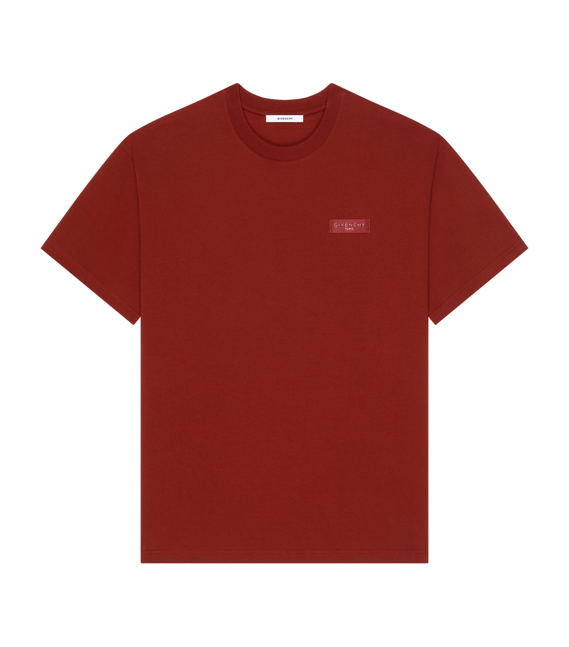 Cotton Embroidered T-Shirt DARK RED Image 1