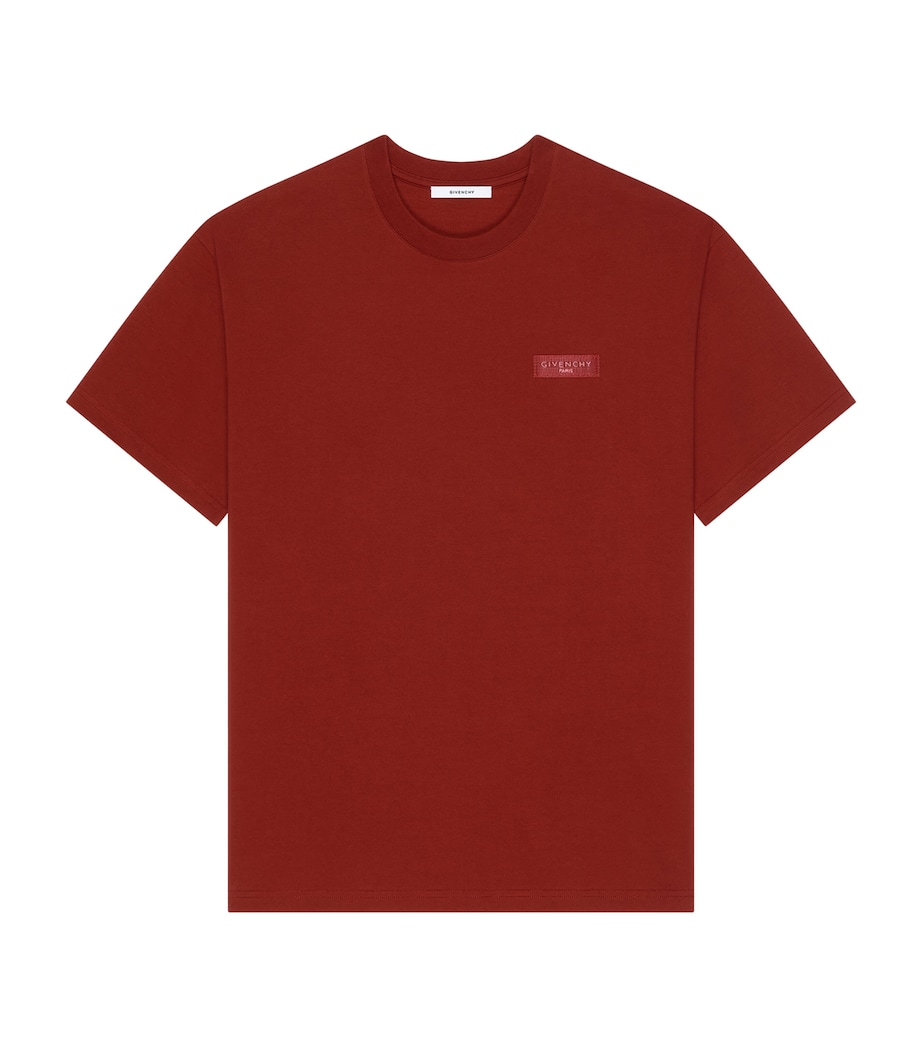 Cotton Embroidered T-Shirt DARK RED Image 1