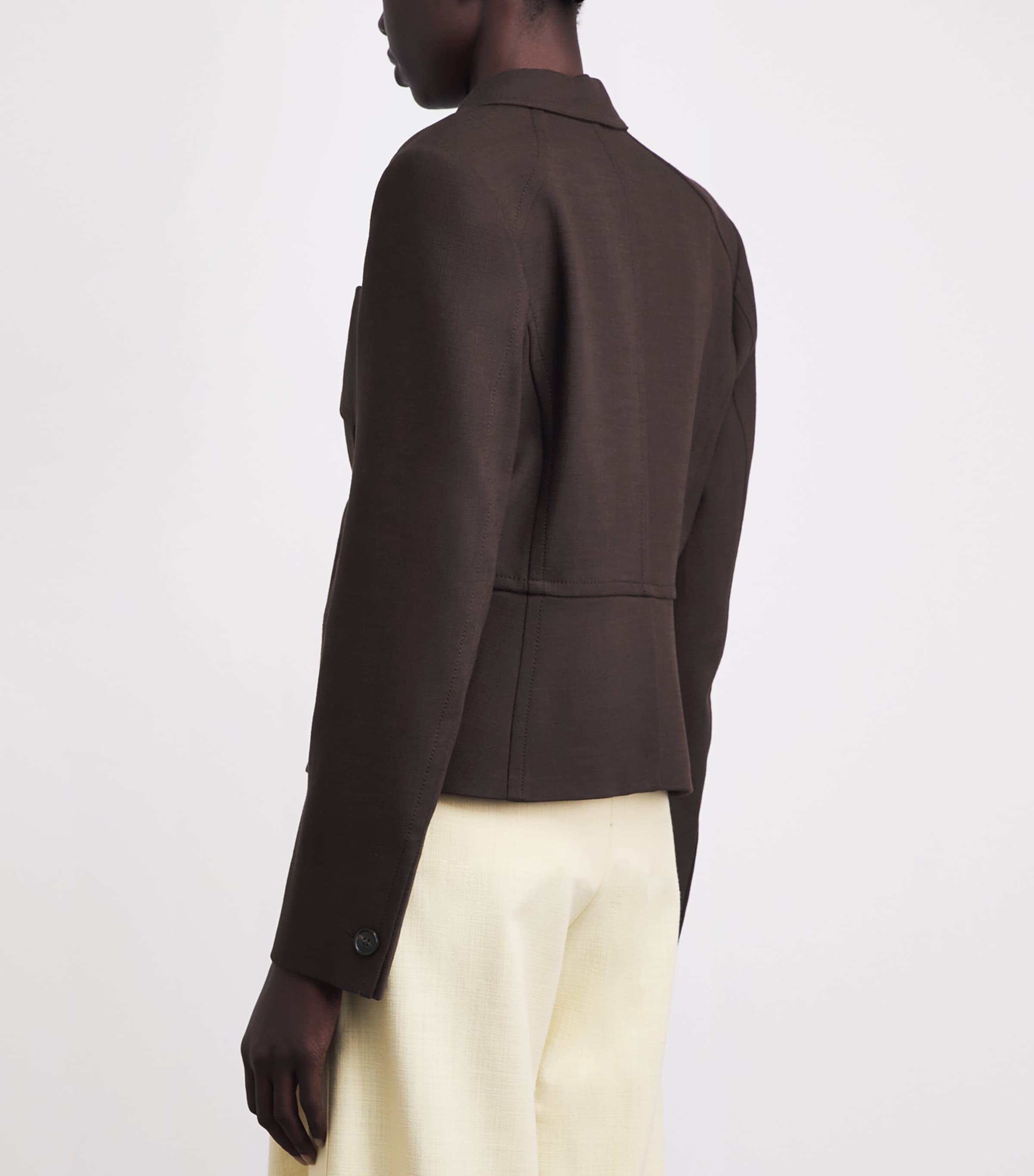ME+EM Womens Fitted Cropped Blazer Cocoa Brown Image 5