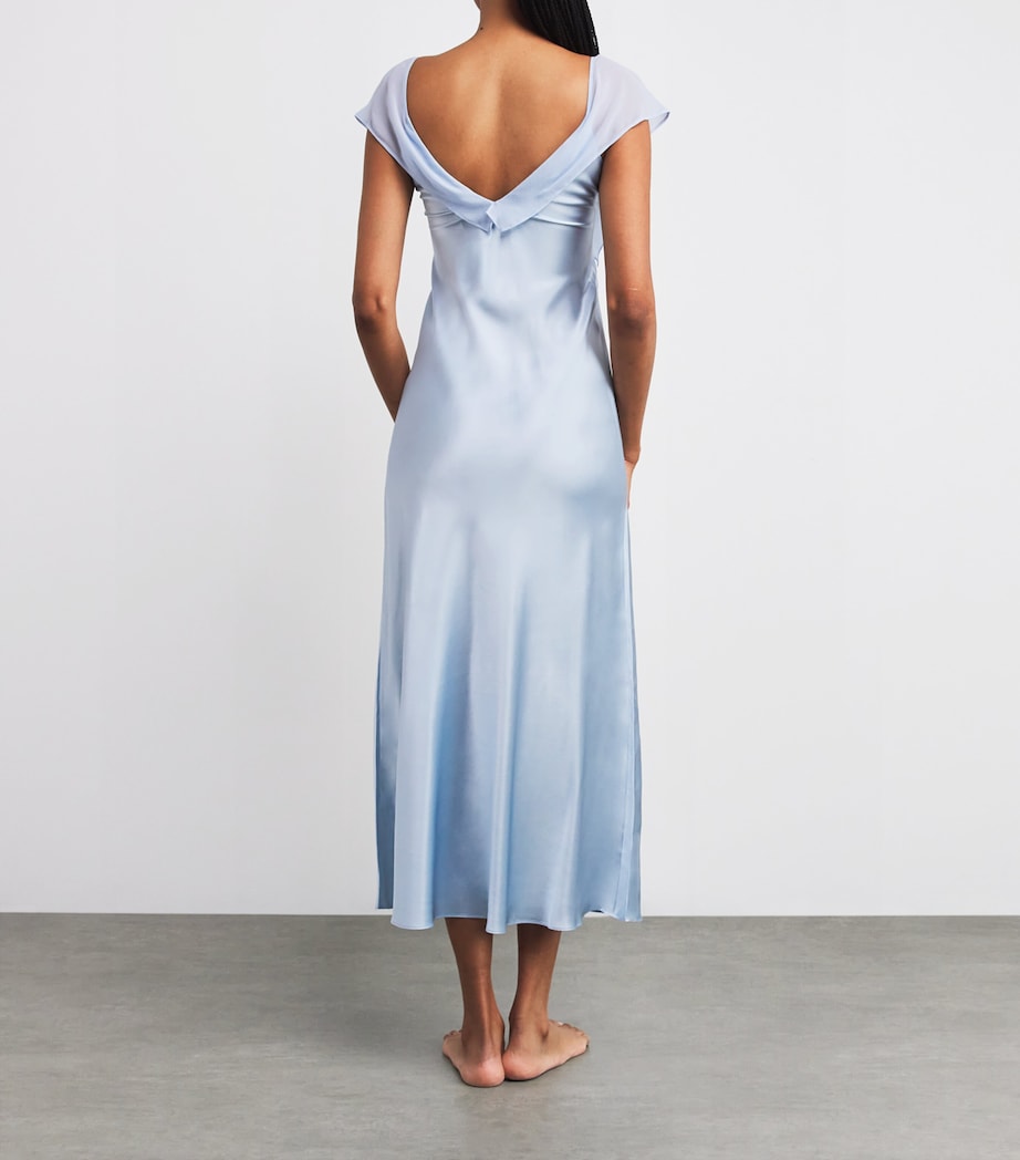Mulberry Silk Chiffon Crete Nightie BLUE Image 3
