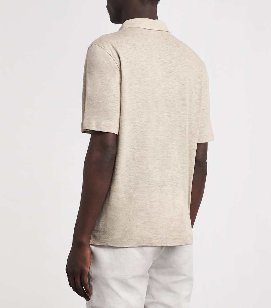 Sease Mens Linen-Cotton Polo Shirt Beige Image 5
