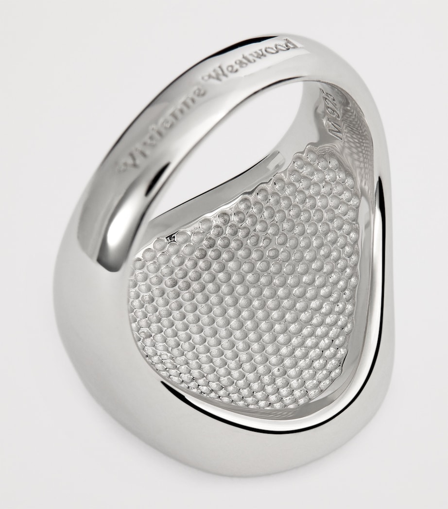 Vivienne Westwood Rhodium-Plated Sterling Silver Orb Signet Ring Rodium Silver Image 6