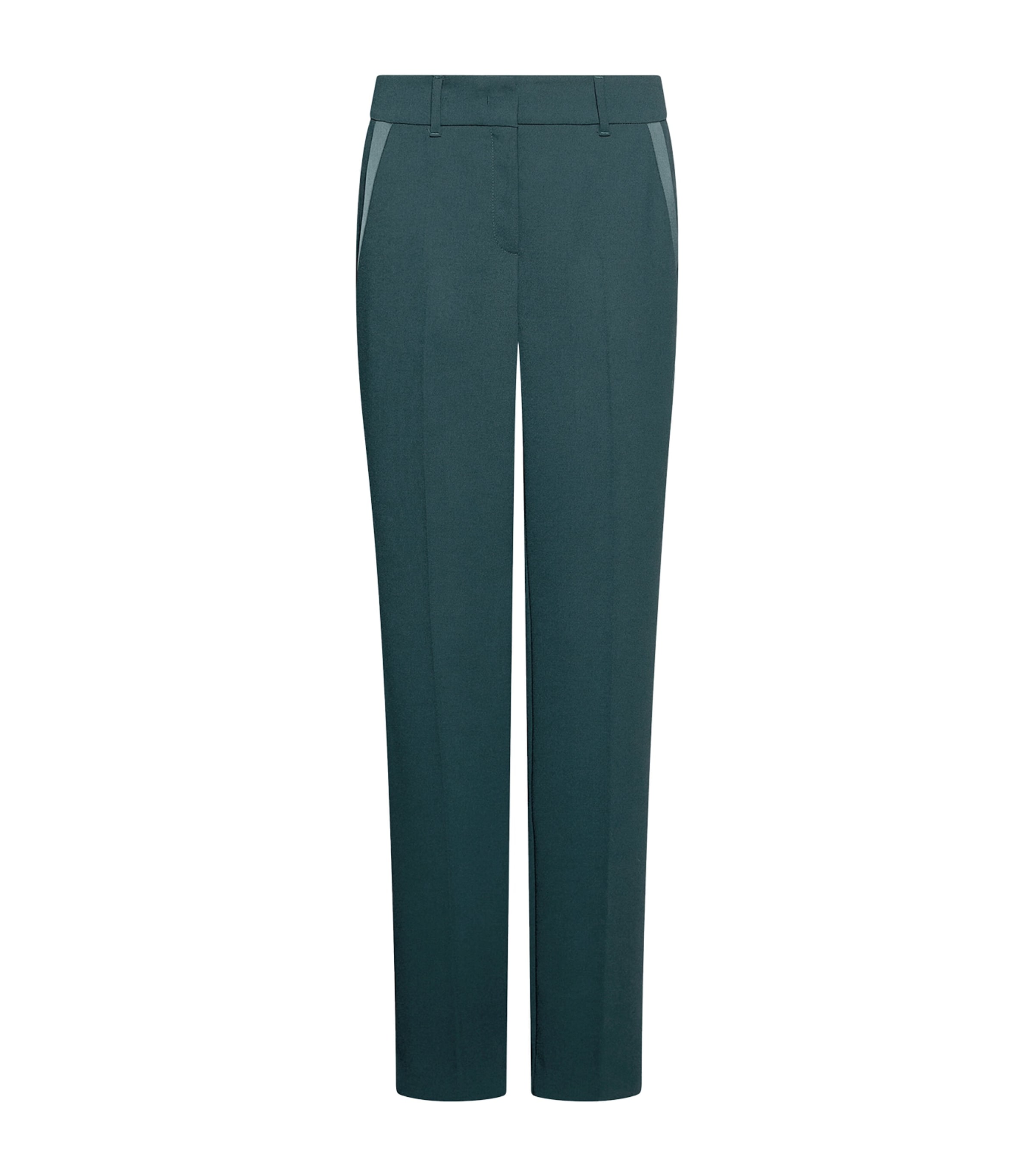 Marella Womens Envers Satin Straight Trousers Peacock Blue Image 1